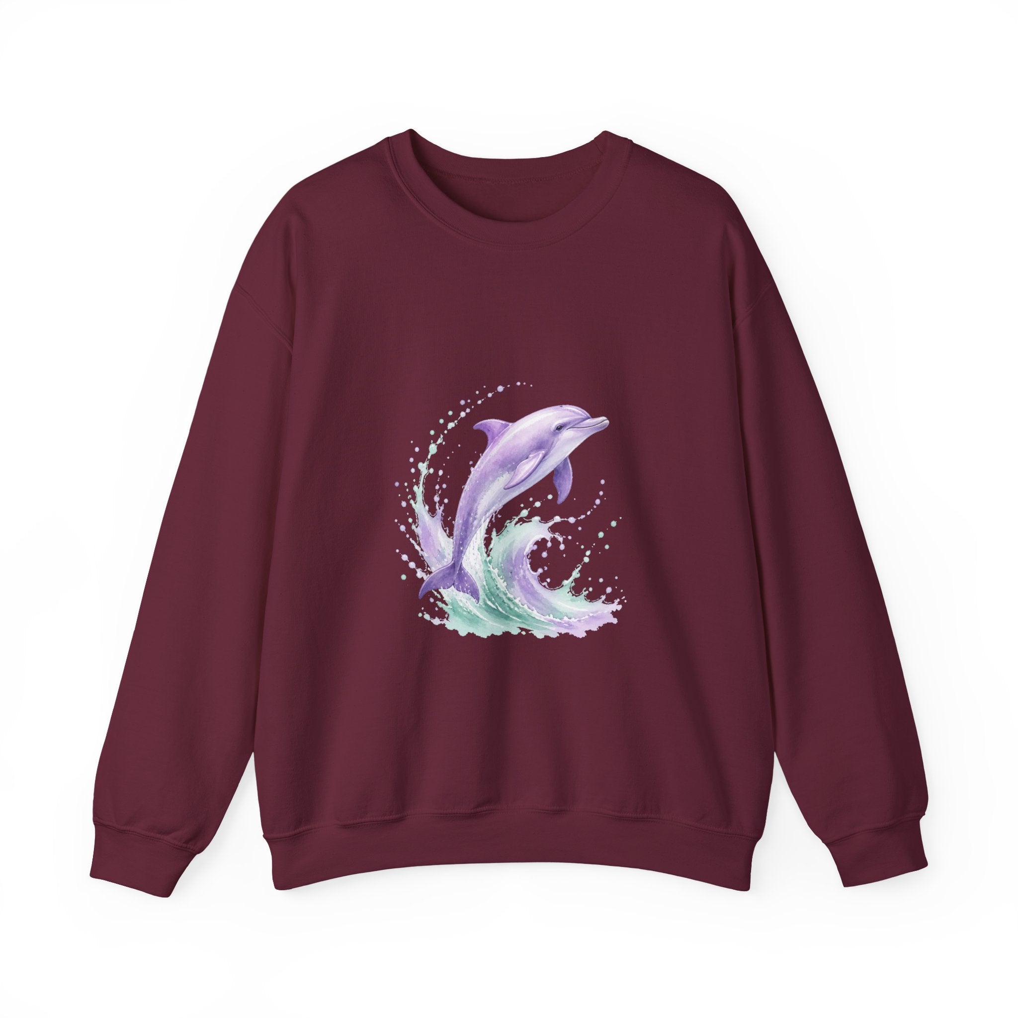 Matching Couple Sweatshirt - Shark & Dolphin Matching Couple Premium Fleece Sweatshirt Watercolor Art His Hers Birthday Gift - Design B