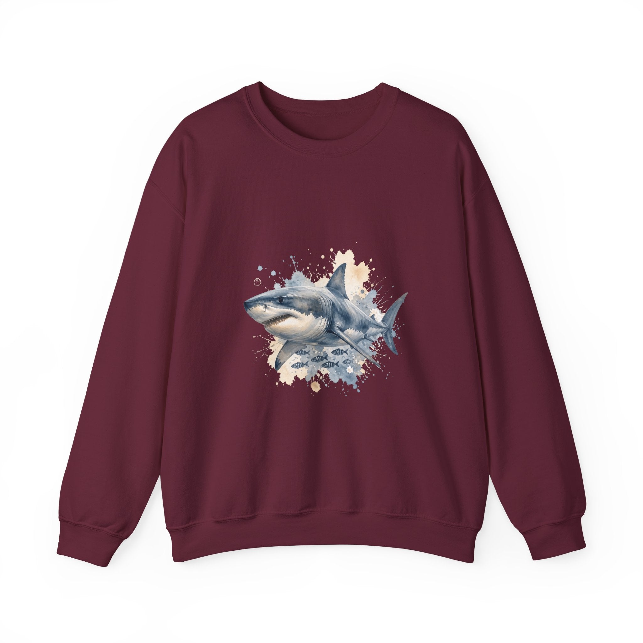 Matching Couple Sweatshirt - Shark & Dolphin Matching Couple Comfort Colors Crew Watercolor Art His Hers Birthday Gift - Design A