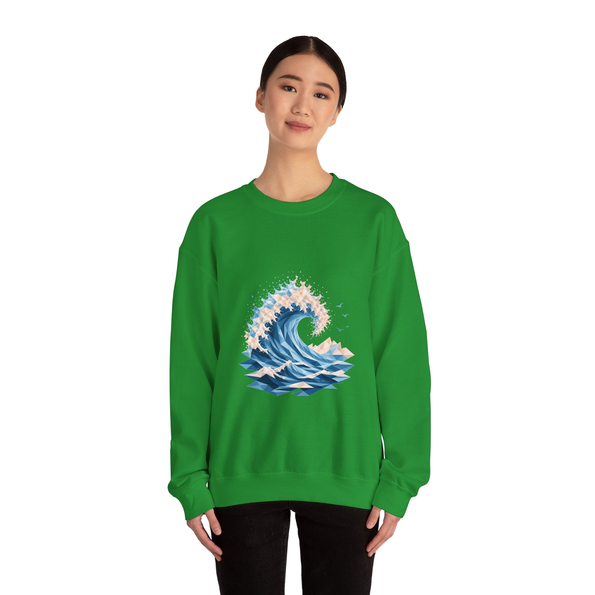 Matching Couple Sweatshirt - Mountain & Ocean Matching Couple Comfort Colors Crew Geometric Art His Hers Love Gift - Design B