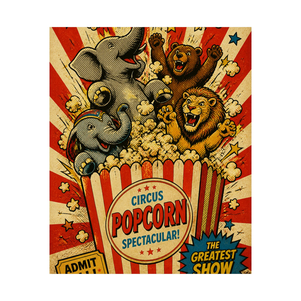 Popcorn Box Animals Wall Art Poster 24×36 Pop Art Restaurant Decor Maximalist Print