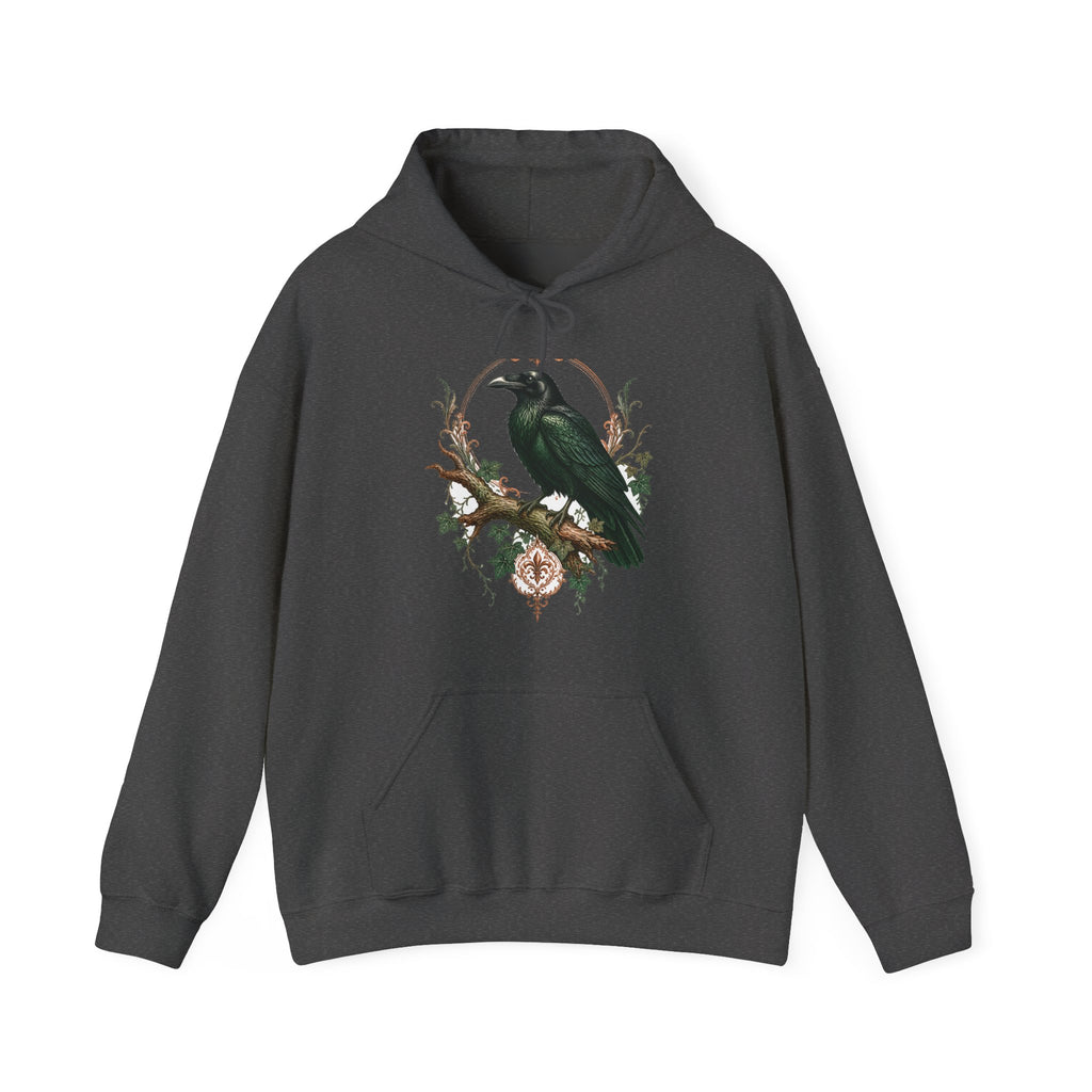 Matching Couple Sweatshirt - Raven & Swan Matching Couple Hooded Sweatshirt Vintage Art His Hers Wedding Gift - Design A