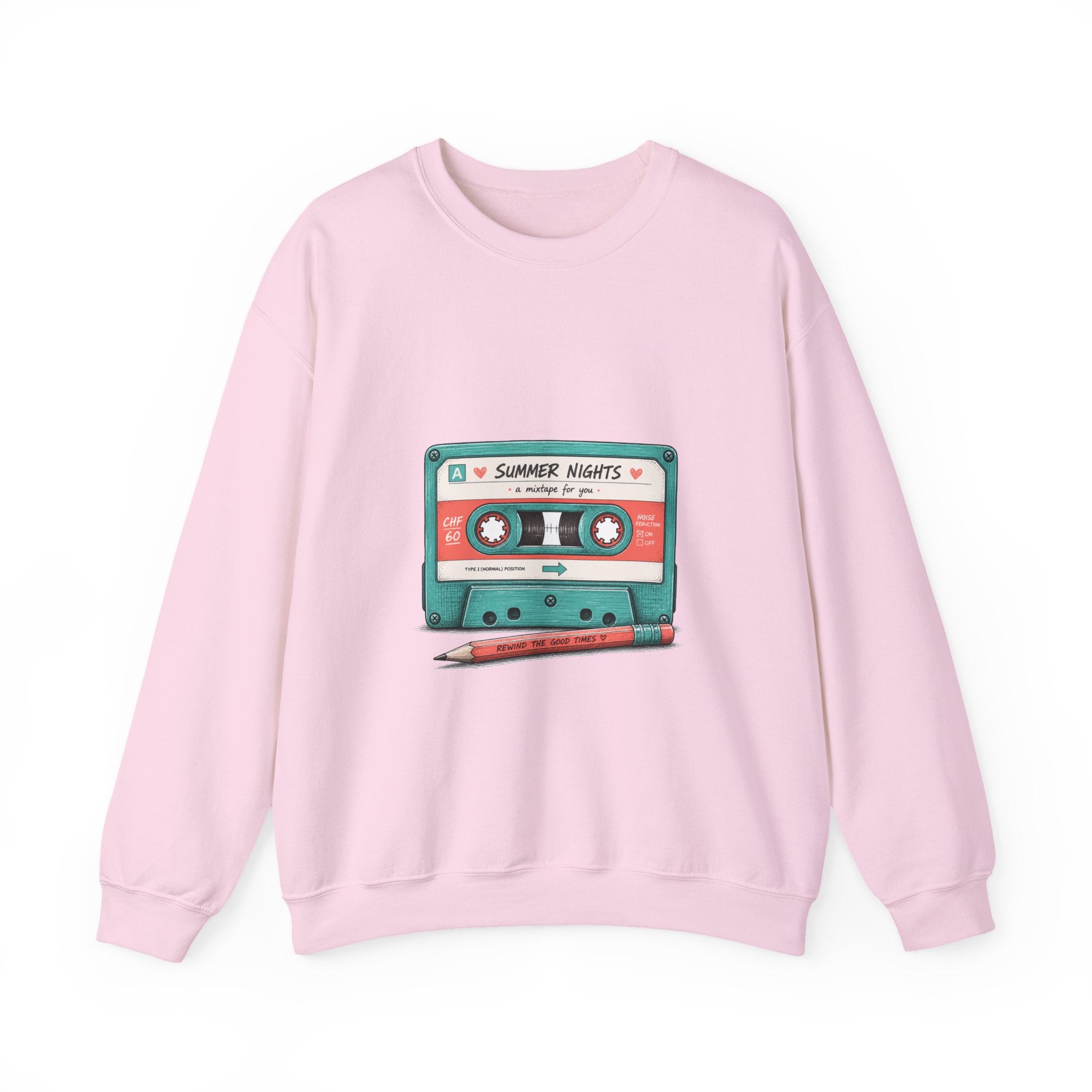 Matching Couple Sweatshirt - Vinyl & Cassette Matching Couple Comfort Colors Crew Hand-Drawn Art His Hers Anniversary Gift - Design B