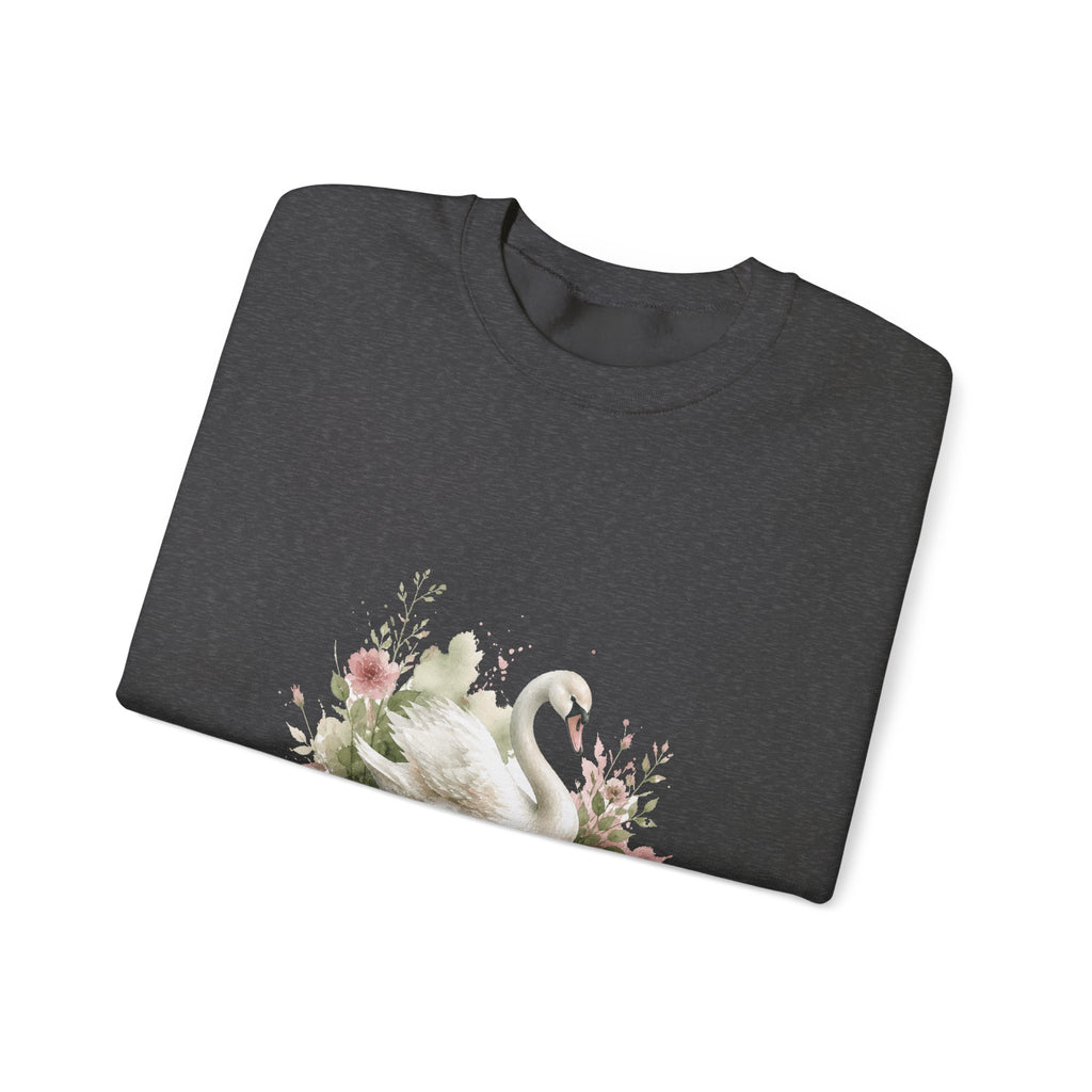 Matching Couple Sweatshirt - Raven & Swan Matching Couple Crewneck Sweatshirt Watercolor Art His Hers Engagement Gift - Design B