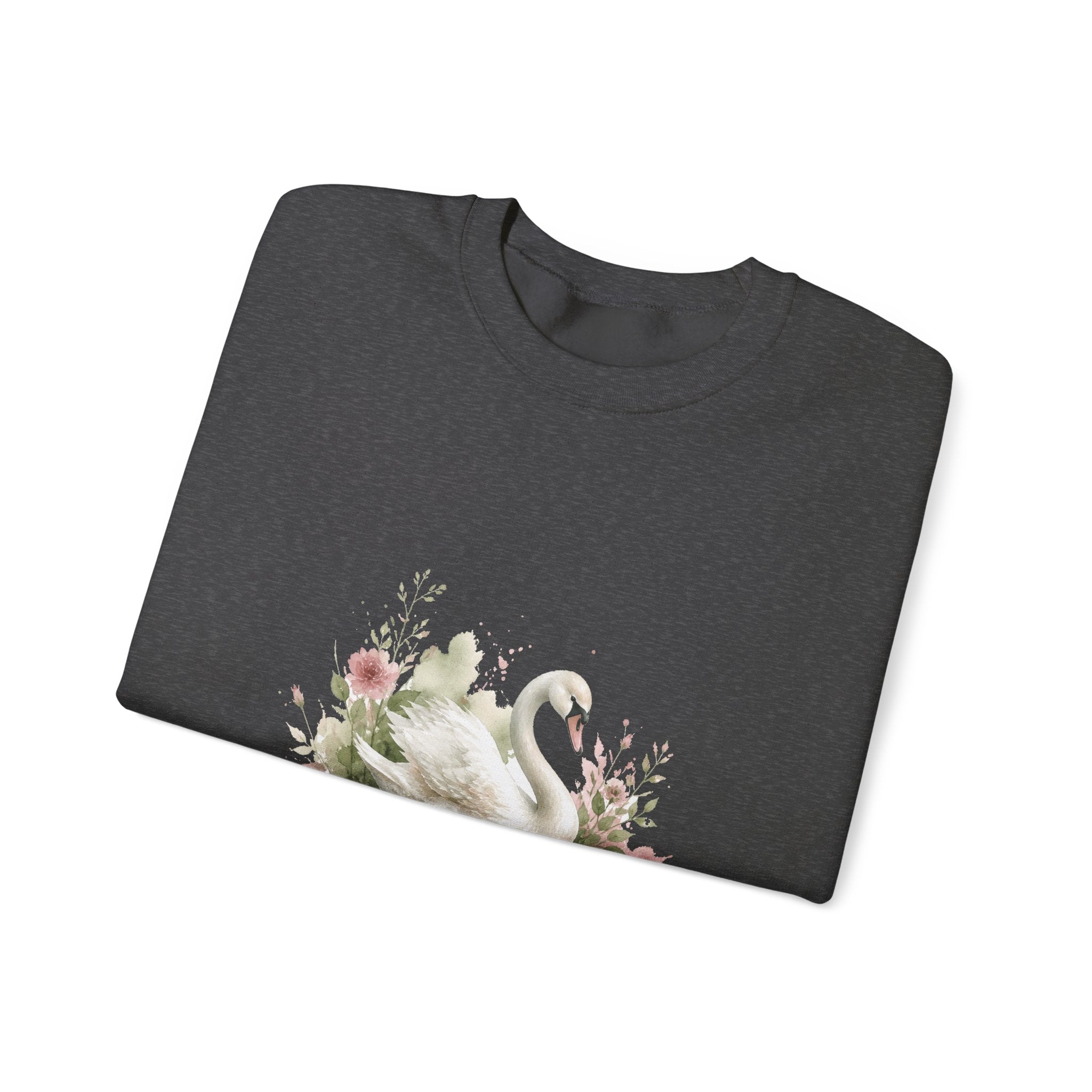 Matching Couple Sweatshirt - Raven & Swan Matching Couple Crewneck Sweatshirt Watercolor Art His Hers Engagement Gift - Design B