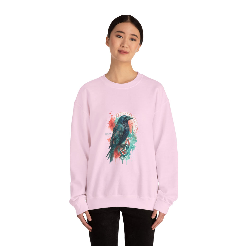 Matching Couple Sweatshirt - Huginn & Muninn Matching Couple Crewneck Sweatshirt Watercolor Art His Hers Engagement Gift - Design A