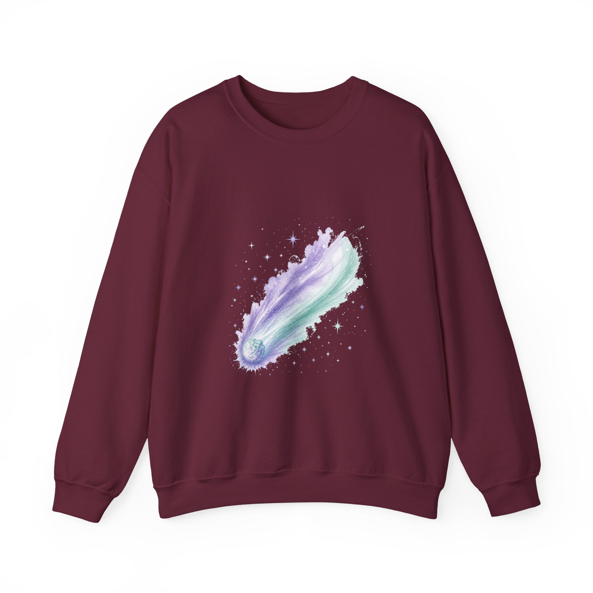 Matching Couple Sweatshirt - Comet & Asteroid Matching Couple Premium Fleece Sweatshirt Watercolor Art His Hers Birthday Gift - Design A