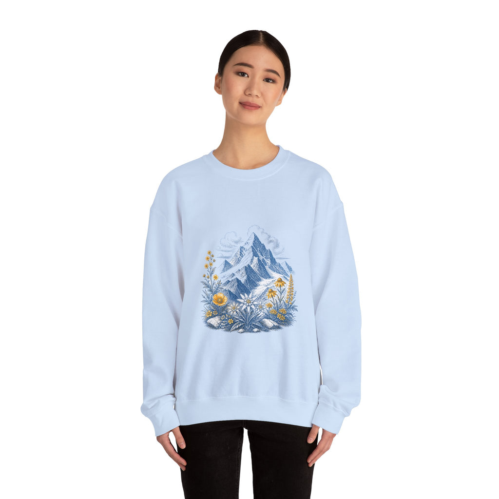 Matching Couple Sweatshirt - Mountain & Ocean Matching Couple Premium Fleece Sweatshirt Vintage Art His Hers Honeymoon Gift - Design A