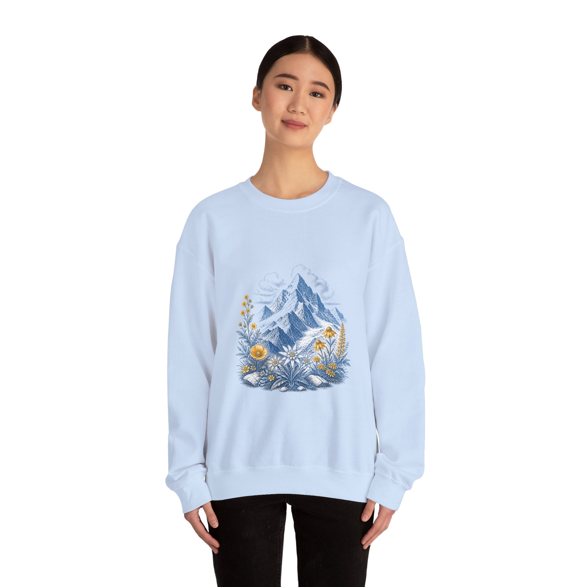 Matching Couple Sweatshirt - Mountain & Ocean Matching Couple Premium Fleece Sweatshirt Vintage Art His Hers Honeymoon Gift - Design A