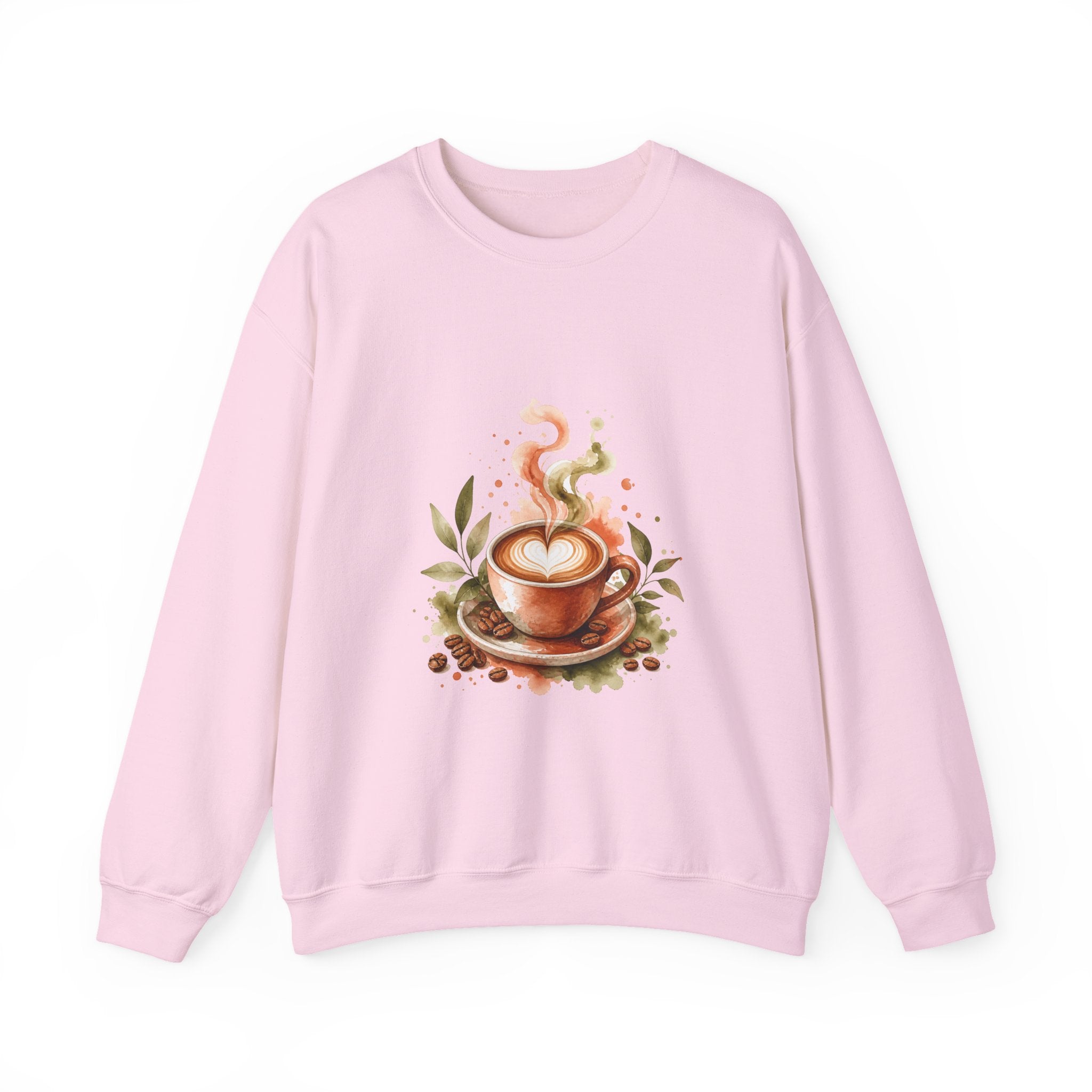 Matching Couple Sweatshirt - Coffee & Tea Matching Couple Crewneck Sweatshirt Watercolor Art His Hers Engagement Gift - Design A
