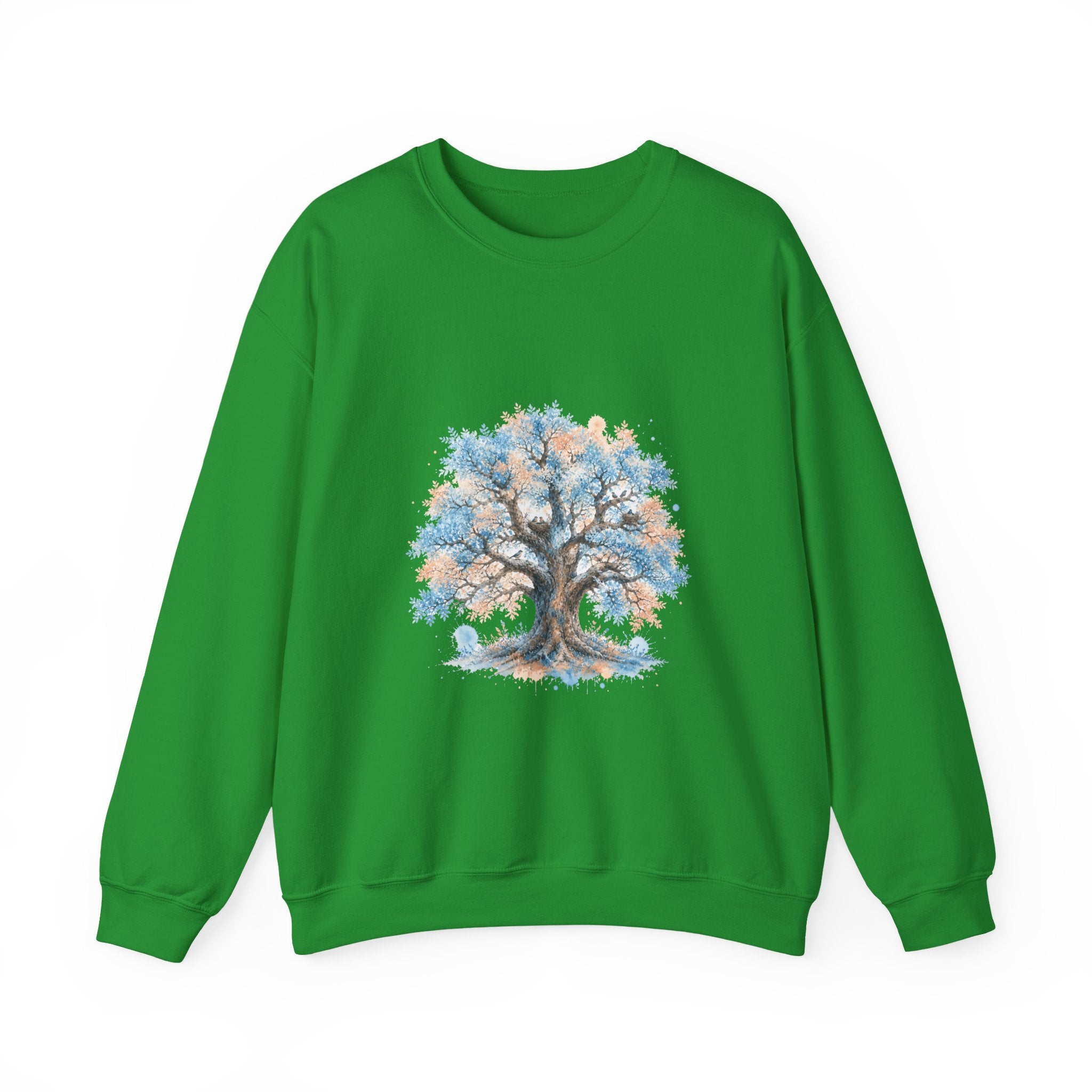Matching Couple Sweatshirt - Ancient Oak & Deep Roots Matching Couple Crewneck Sweatshirt Watercolor Art His Hers Engagement Gift - Design A