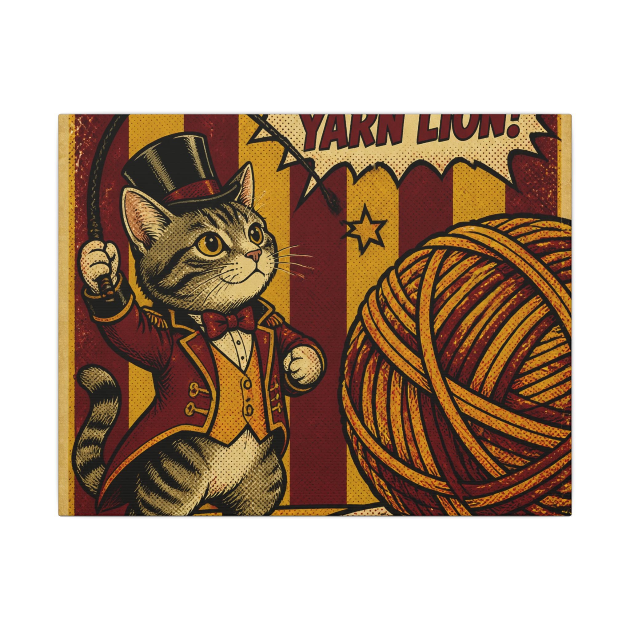 Cat Lion Tamer Wall Art Canvas 24×36 Pop Art Restaurant Decor Maximalist Print