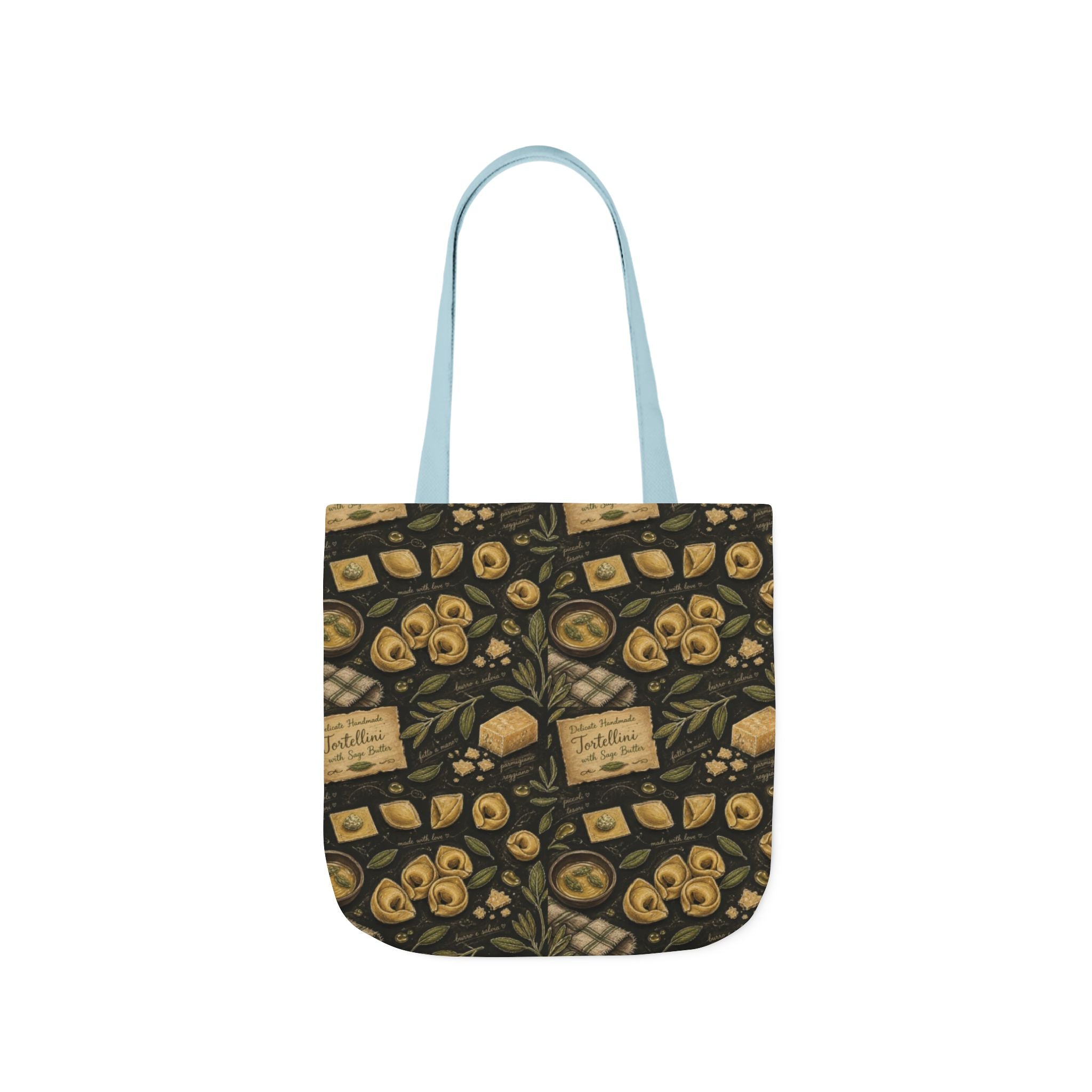 Tortellini with Sage Canvas Tote Bag Mediterranean Kitchen Chalk Art Design Italian Cottagecore Gift
