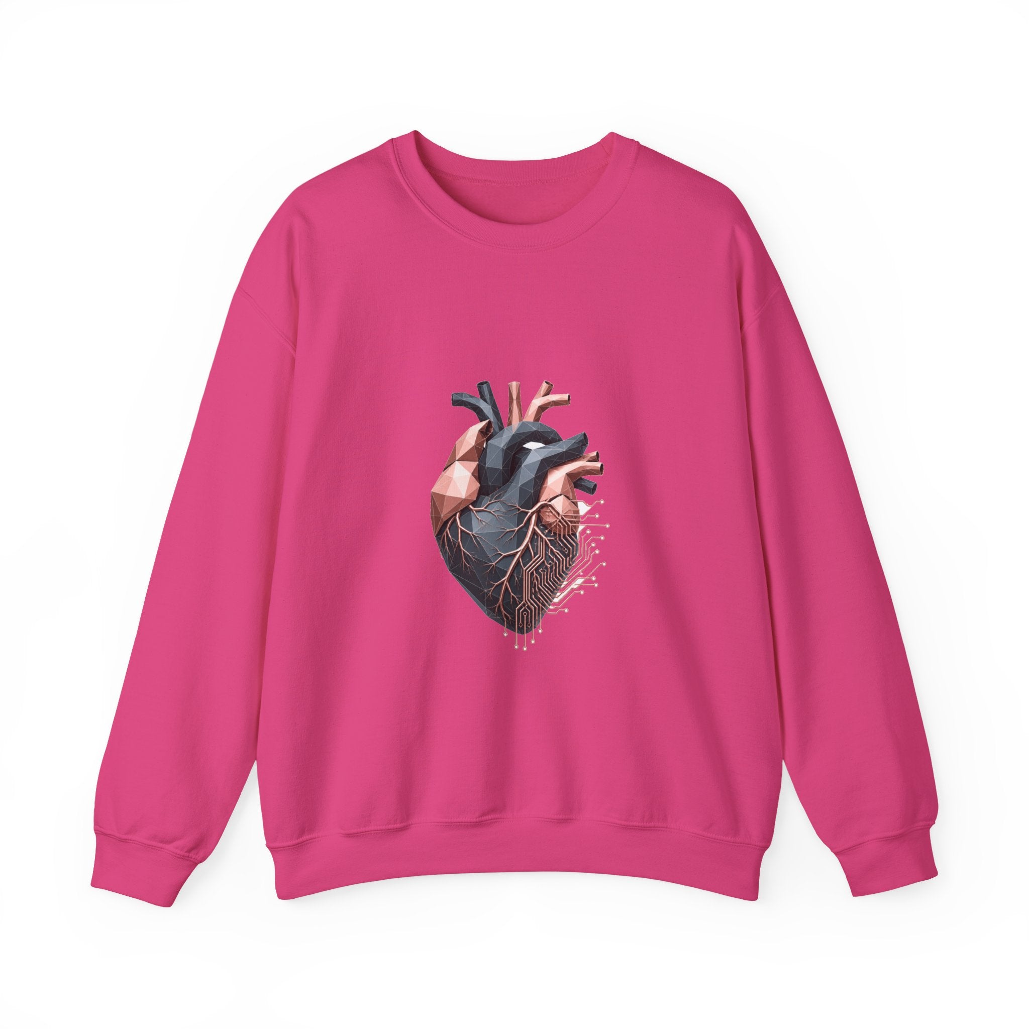 Matching Couple Sweatshirt - Robot & Heart Matching Couple Premium Fleece Sweatshirt Geometric Art His Hers Love Gift - Design B