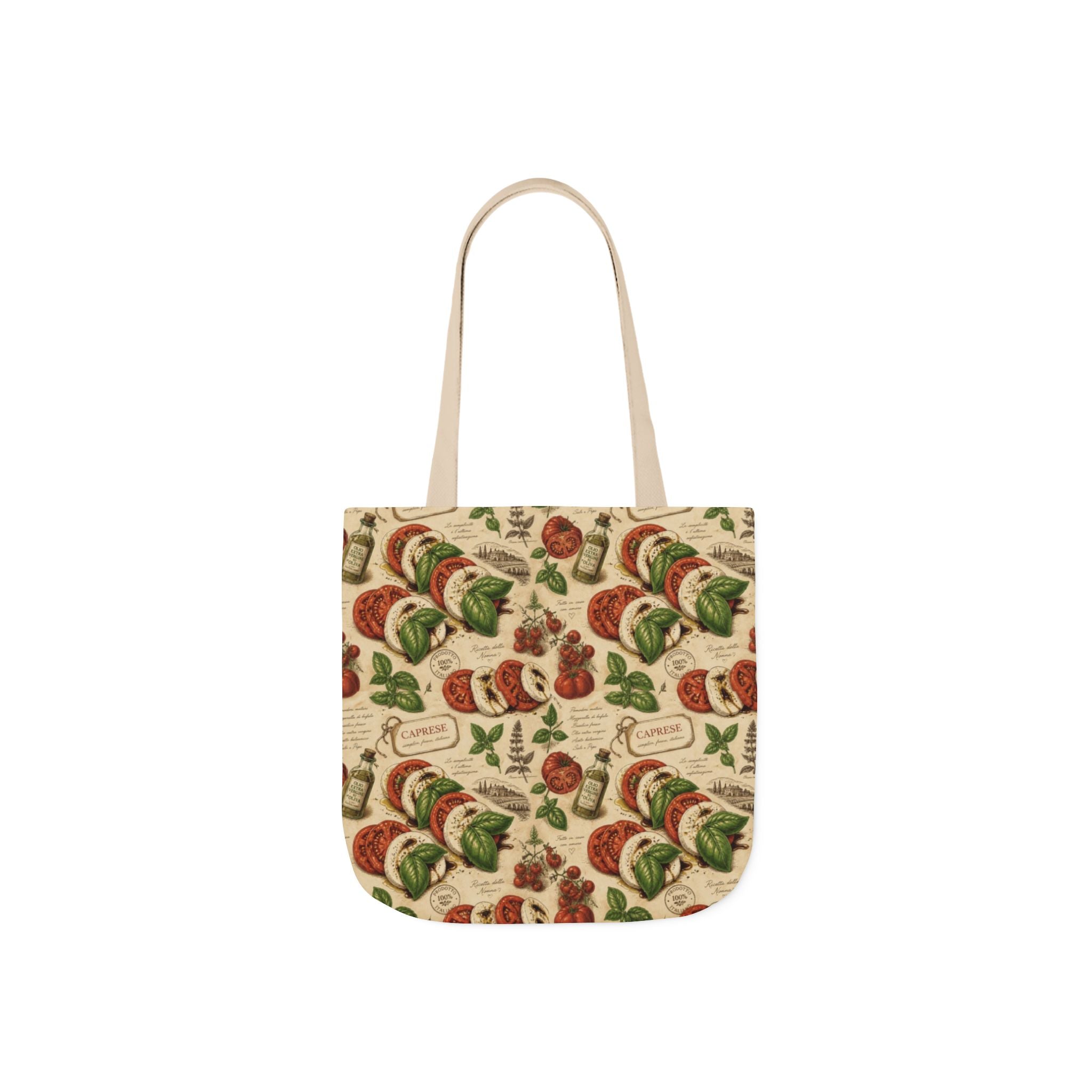 Caprese Arrangement Canvas Tote Bag Mediterranean Kitchen Botanical Design Italian Cottagecore Gift