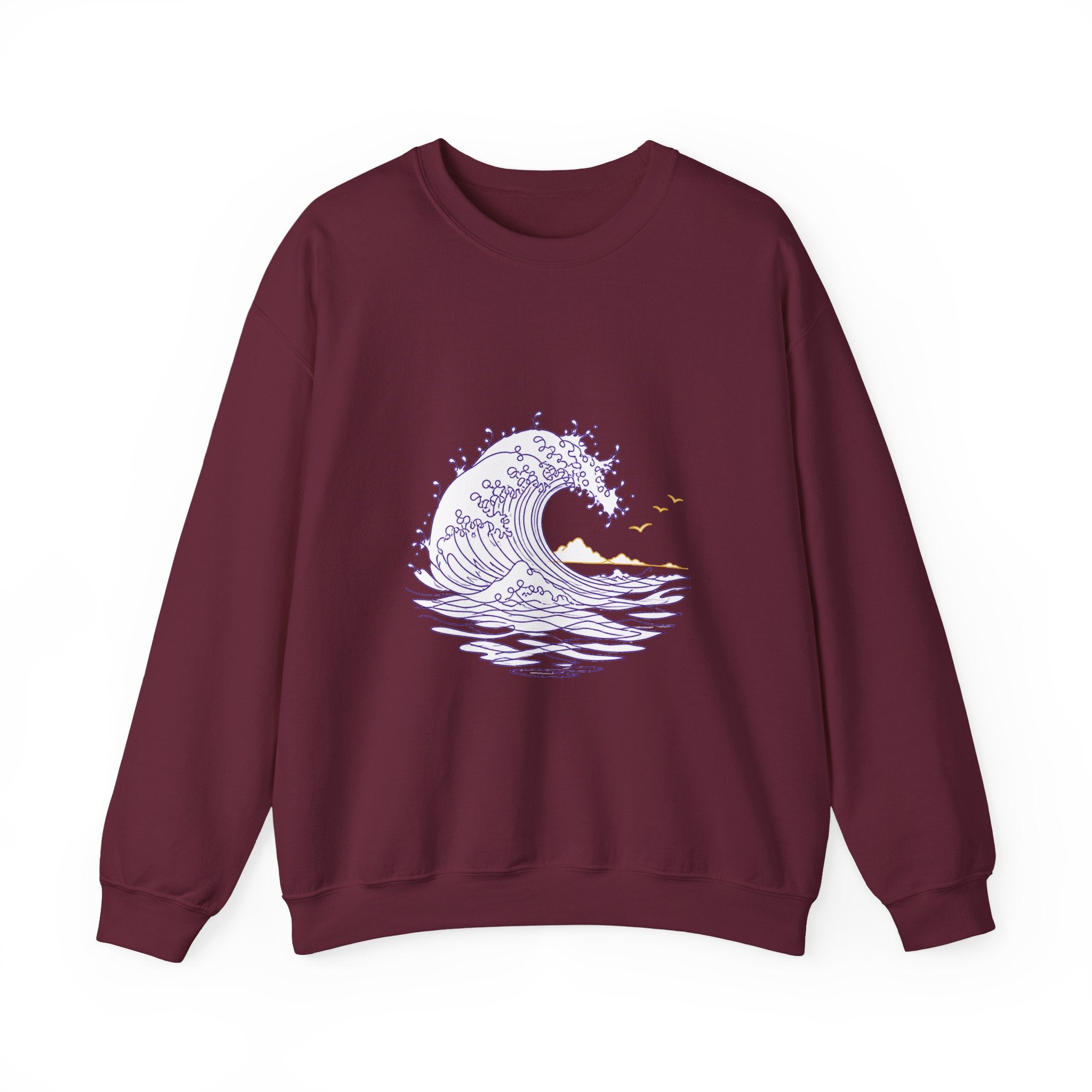 Matching Couple Sweatshirt - Mountain & Ocean Matching Couple Premium Fleece Sweatshirt Minimalist Art His Hers Christmas Gift - Design B