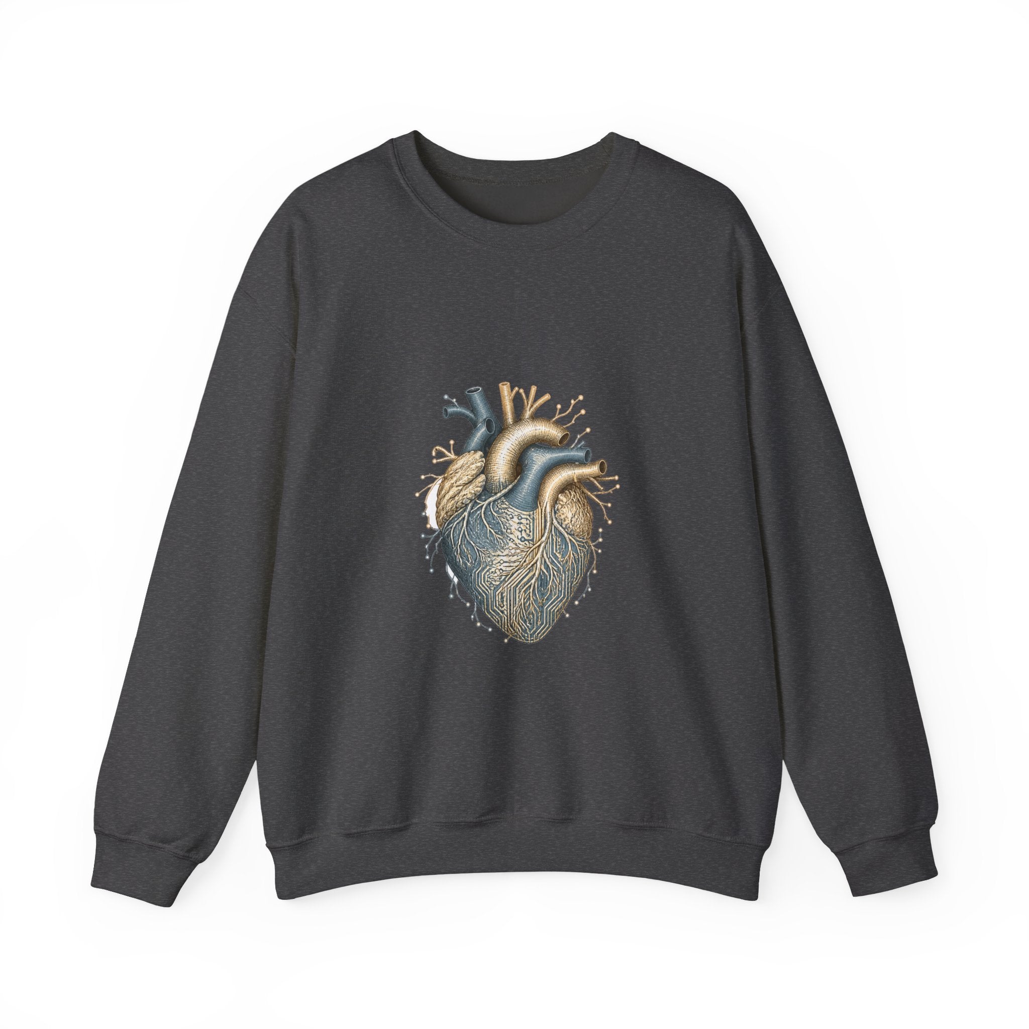Matching Couple Sweatshirt - Robot & Heart Matching Couple Premium Fleece Sweatshirt Hand-Drawn Art His Hers Anniversary Gift - Design B