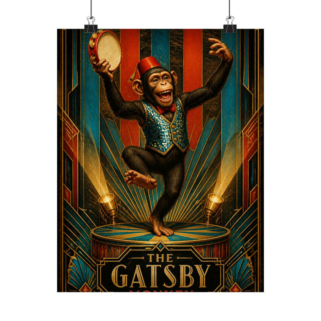 Dancing Monkey Wall Art Poster 24×36 Art Deco Bar Area Decor Maximalist Print