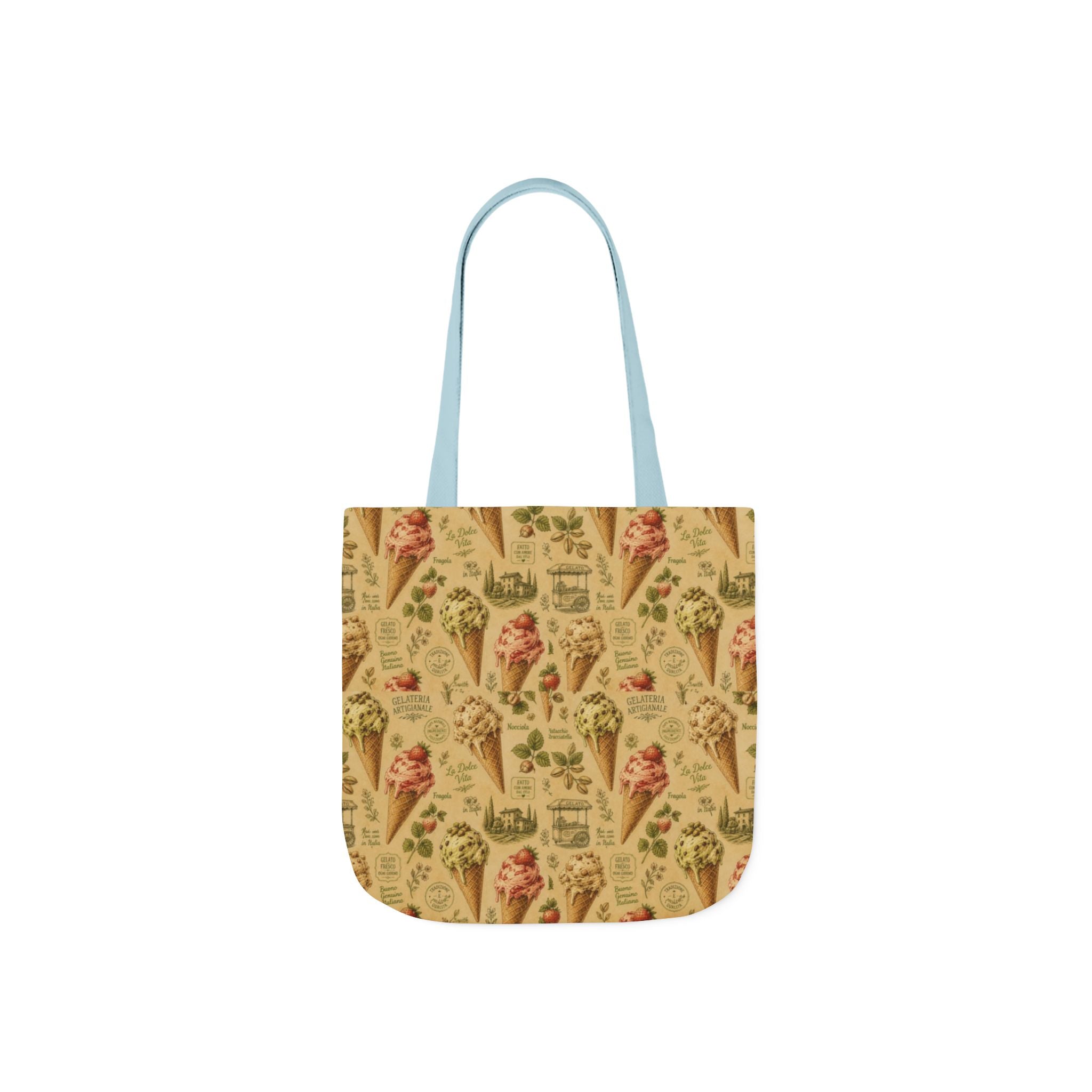 Gelato Scoops Canvas Tote Bag Mediterranean Kitchen Botanical Design Italian Cottagecore Gift