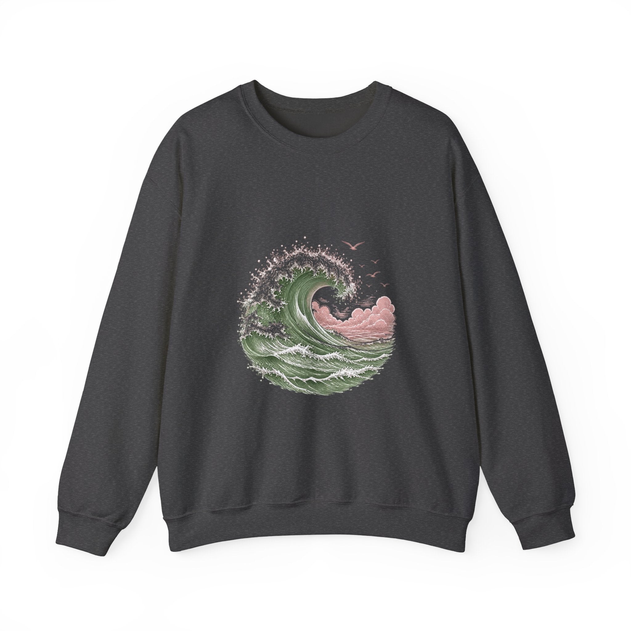 Matching Couple Sweatshirt - Mountain & Ocean Matching Couple Comfort Colors Crew Hand-Drawn Art His Hers Anniversary Gift - Design B