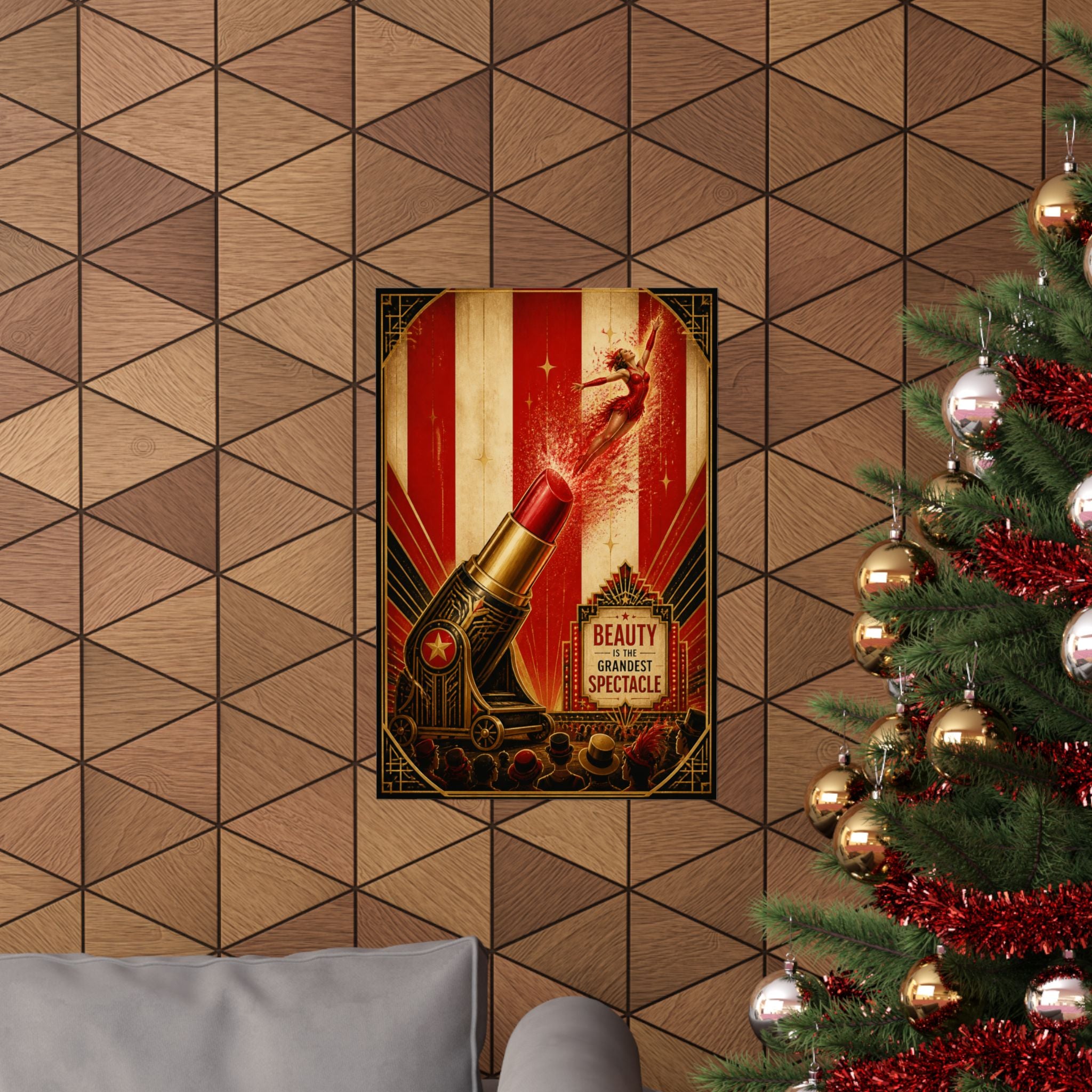 Lipstick Cannon Wall Art Poster 24×36 Art Deco Bar Area Decor Maximalist Print