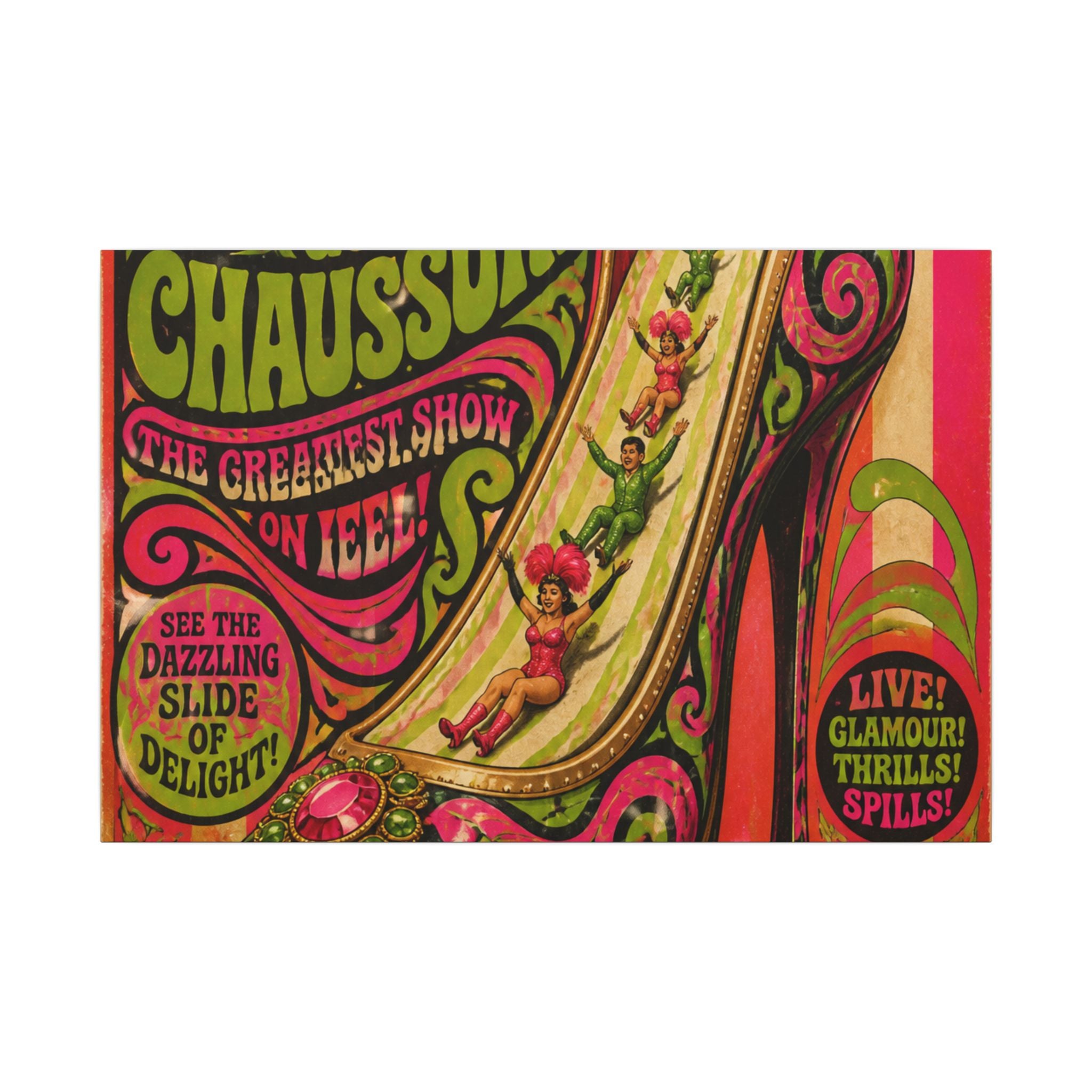 High Heel Slide Wall Art Canvas 24×36 Psychedelic Dining Room Decor Maximalist Print
