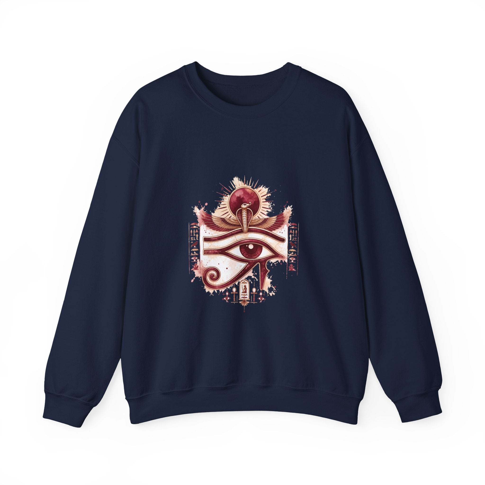 Matching Couple Sweatshirt - Eye of Ra & Horus Matching Couple Crewneck Sweatshirt Watercolor Art His Hers Engagement Gift - Design A