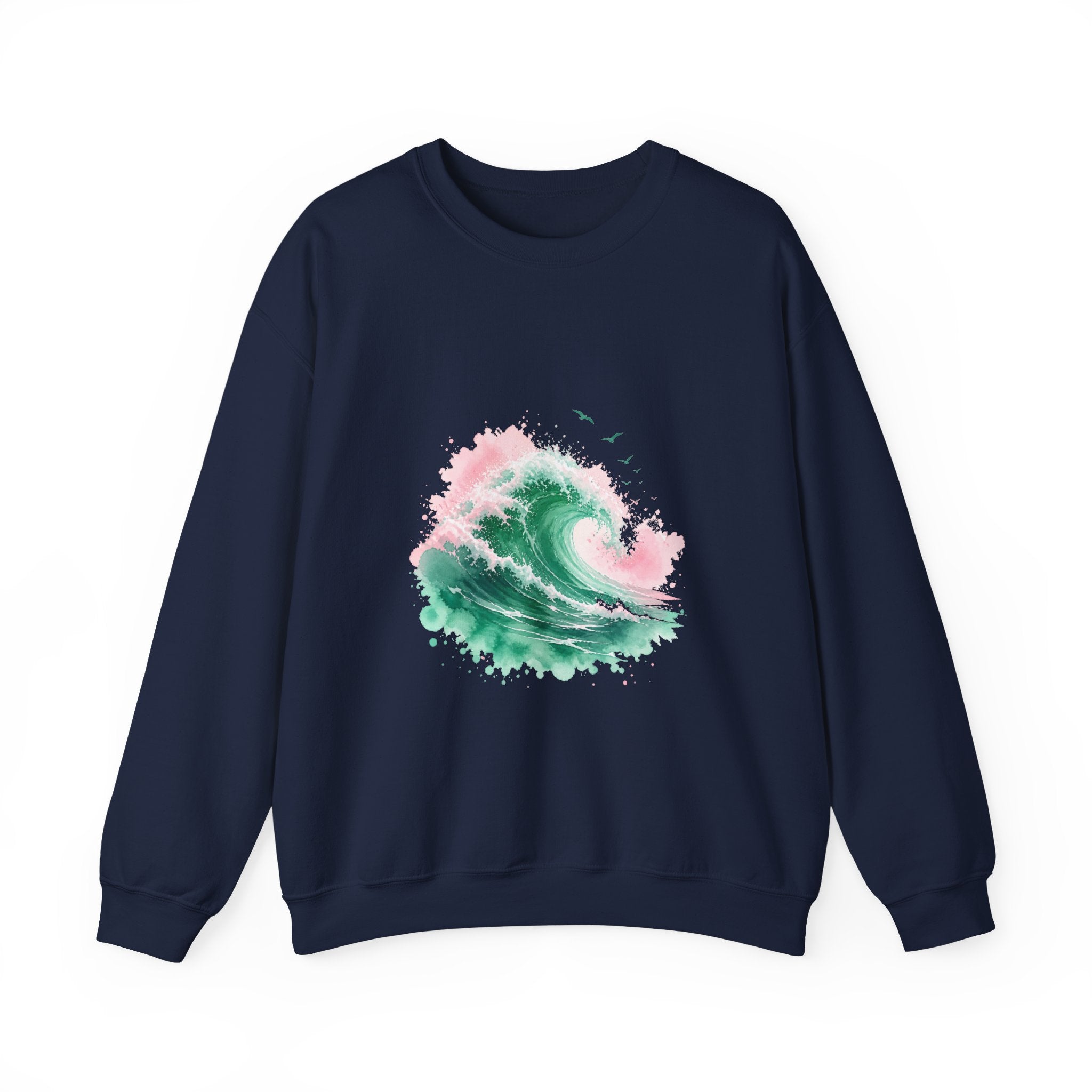 Matching Couple Sweatshirt - Mountain & Ocean Matching Couple Comfort Colors Crew Watercolor Art His Hers Birthday Gift - Design B
