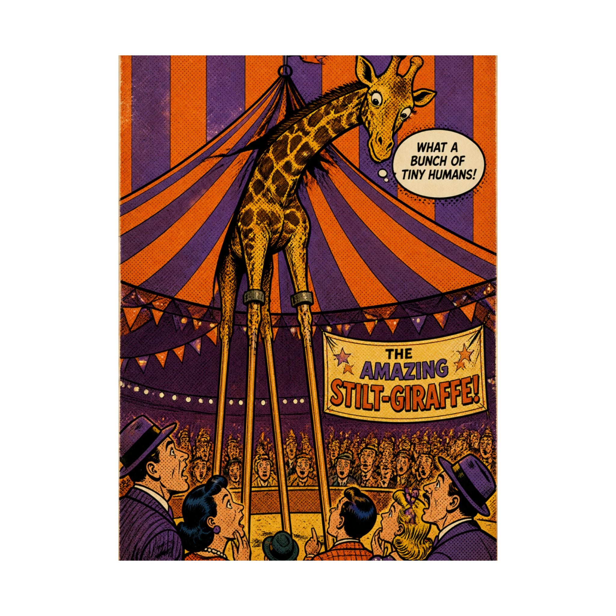 Giraffe on Stilts Wall Art Poster 18×24 Pop Art Living Room Decor Maximalist Print
