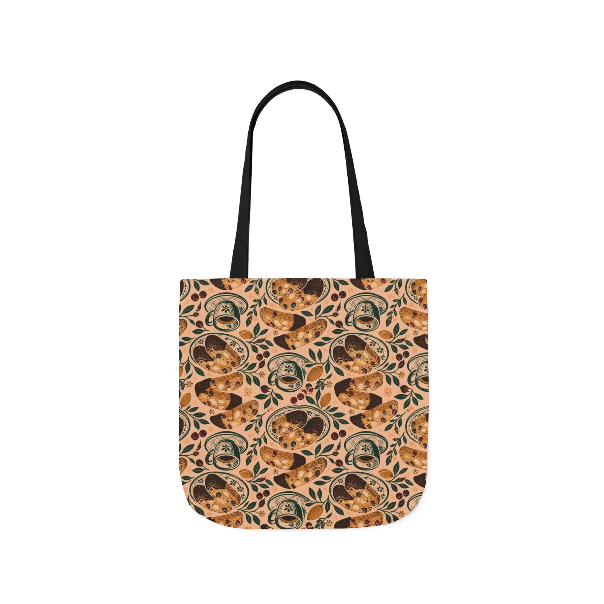 Almond Biscotti Canvas Tote Bag Mediterranean Kitchen Linocut Design Italian Cottagecore Gift