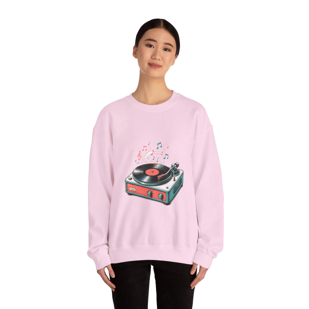 Matching Couple Sweatshirt - Vinyl & Cassette Matching Couple Comfort Colors Crew Hand-Drawn Art His Hers Anniversary Gift - Design A
