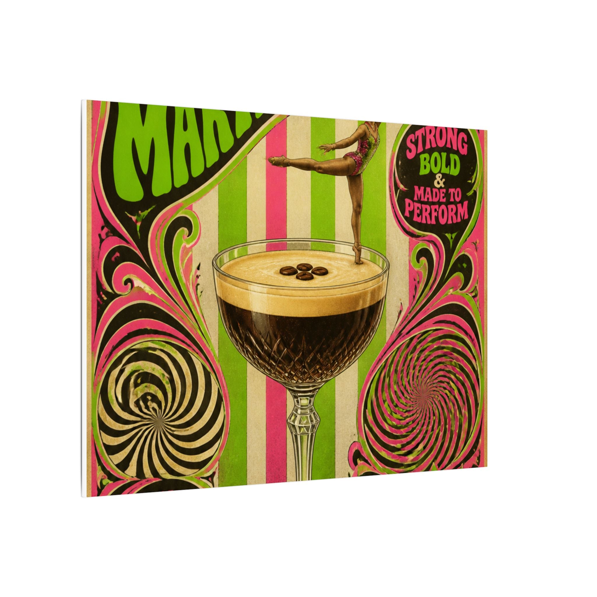 Espresso Martini Acrobat Wall Art Canvas 24×36 Psychedelic Dining Room Decor Maximalist Print