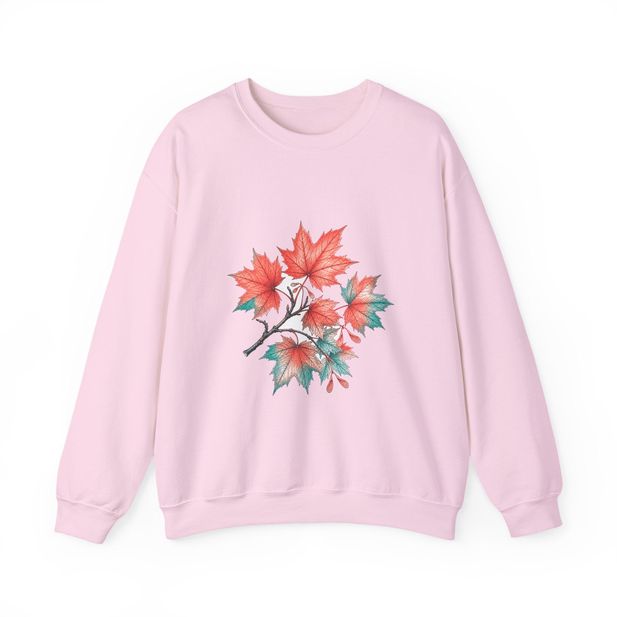 Matching Couple Sweatshirt - Cherry Blossom & Maple Leaf Matching Couple Premium Fleece Sweatshirt Hand-Drawn Art His Hers Anniversary Gift - Design B