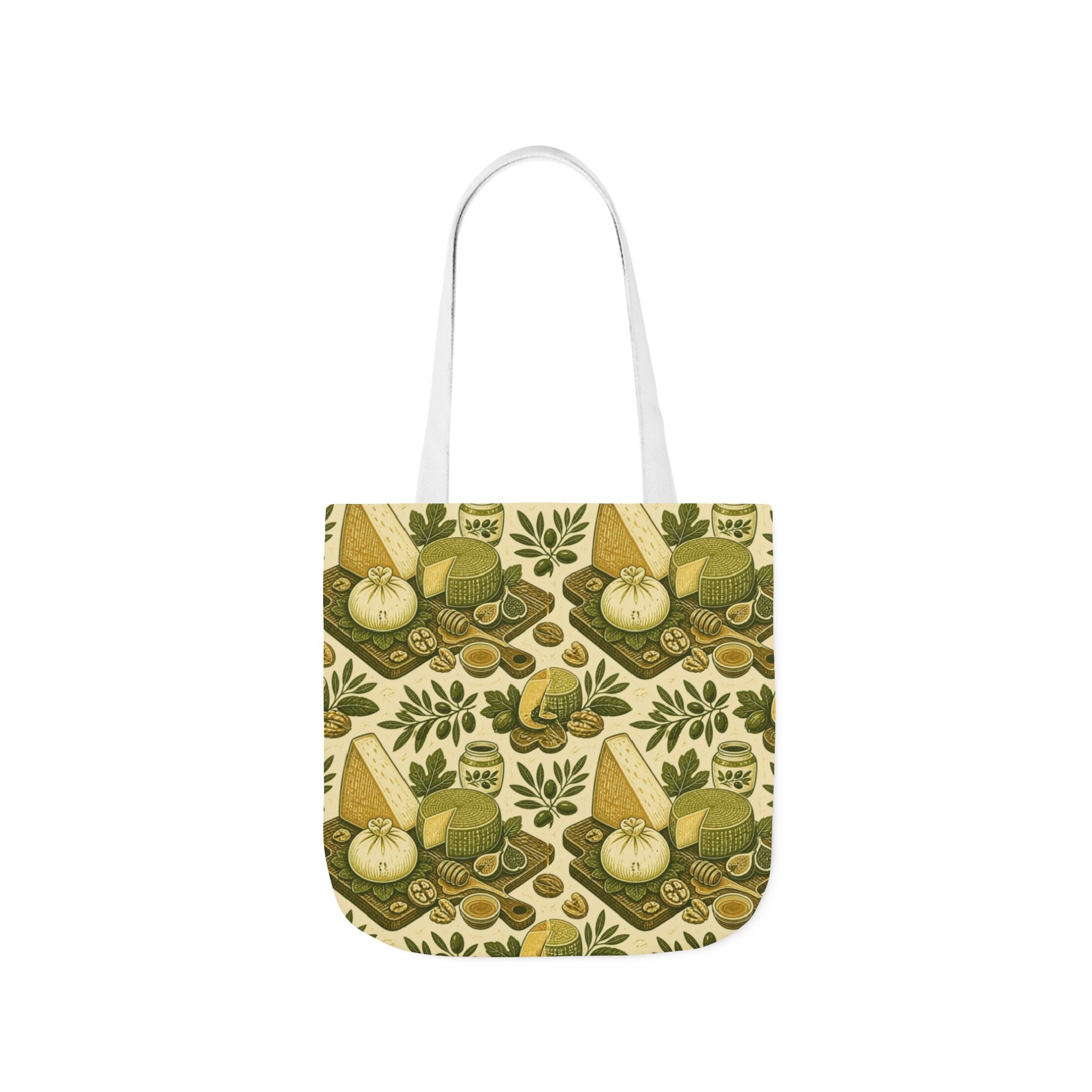 Italian Cheese Board Canvas Tote Bag Mediterranean Kitchen Linocut Design Italian Cottagecore Gift