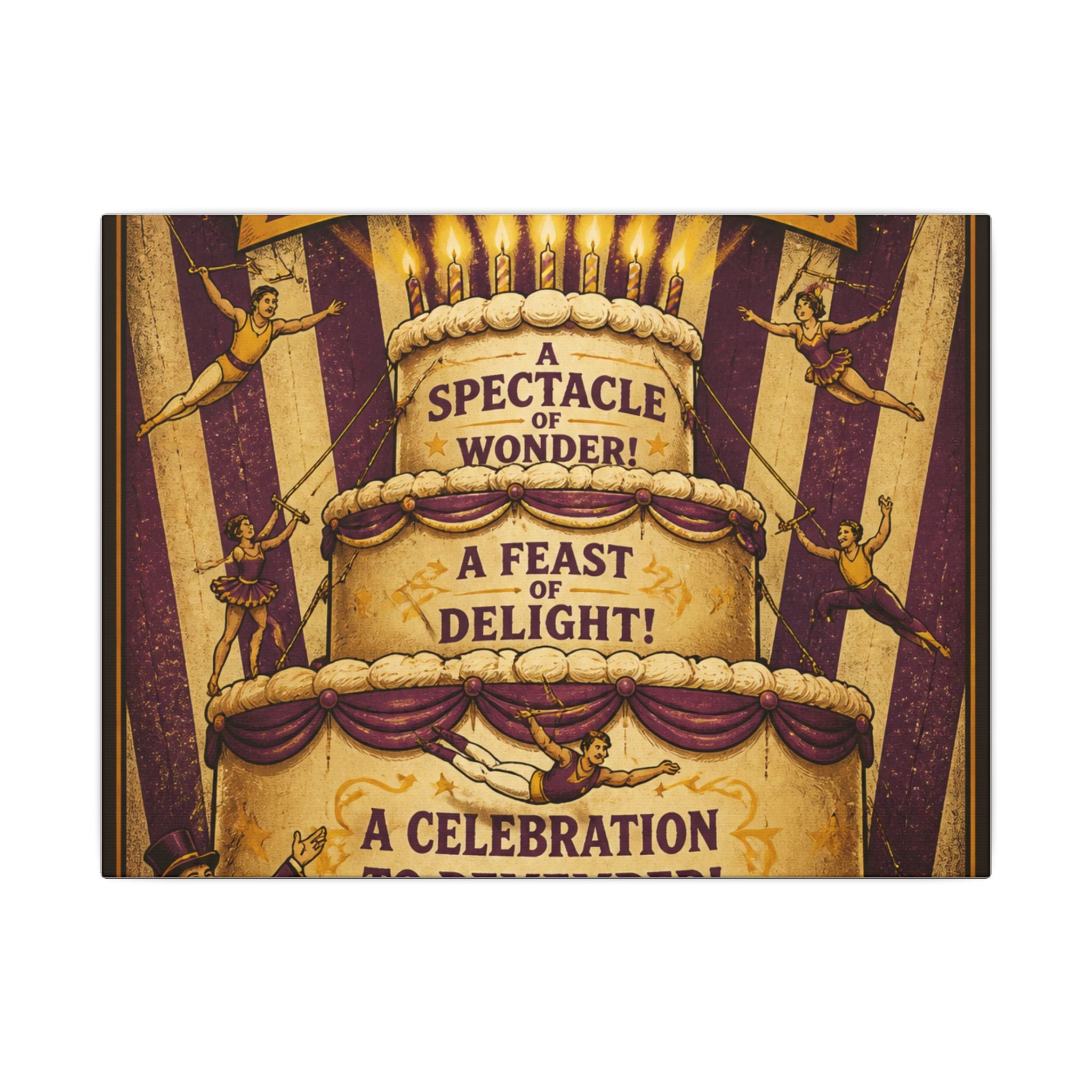 Birthday Cake Trapeze Wall Art Canvas 16×20 Vintage Circus Kitchen Decor Maximalist Print