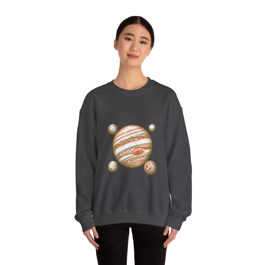 Matching Couple Sweatshirt - Saturn & Jupiter Matching Couple Comfort Colors Crew Hand-Drawn Art His Hers Anniversary Gift - Design B