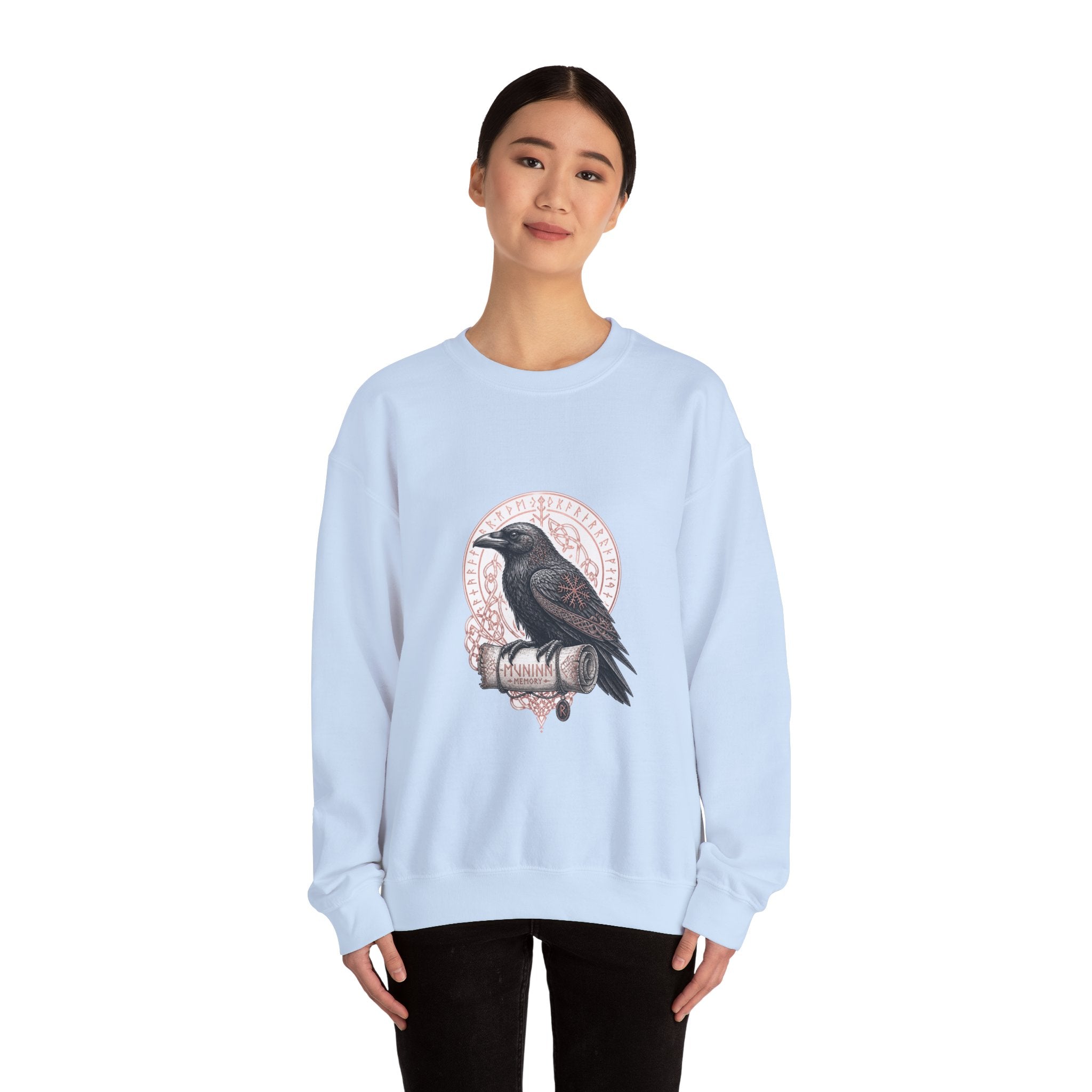 Matching Couple Sweatshirt - Huginn & Muninn Matching Couple Comfort Colors Crew Hand-Drawn Art His Hers Anniversary Gift - Design B