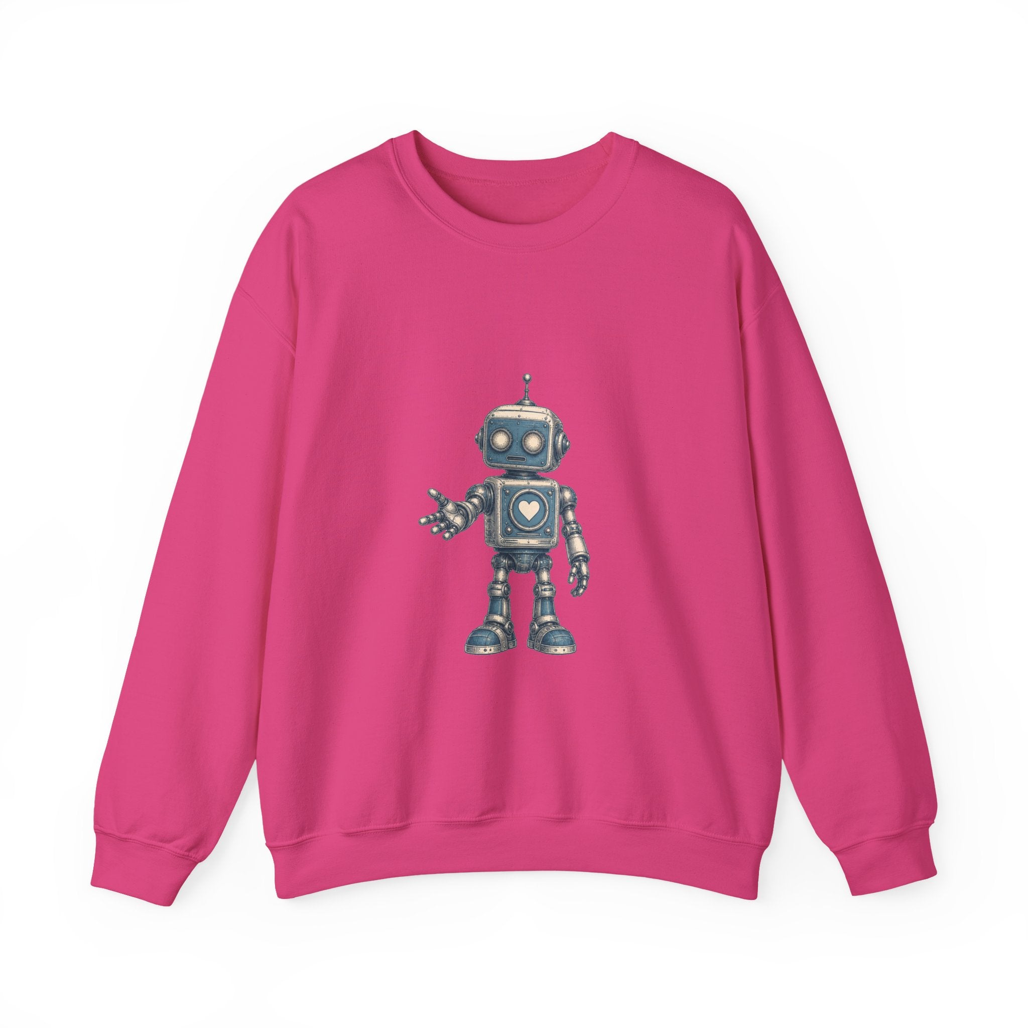 Matching Couple Sweatshirt - Robot & Heart Matching Couple Premium Fleece Sweatshirt Vintage Art His Hers Honeymoon Gift - Design A