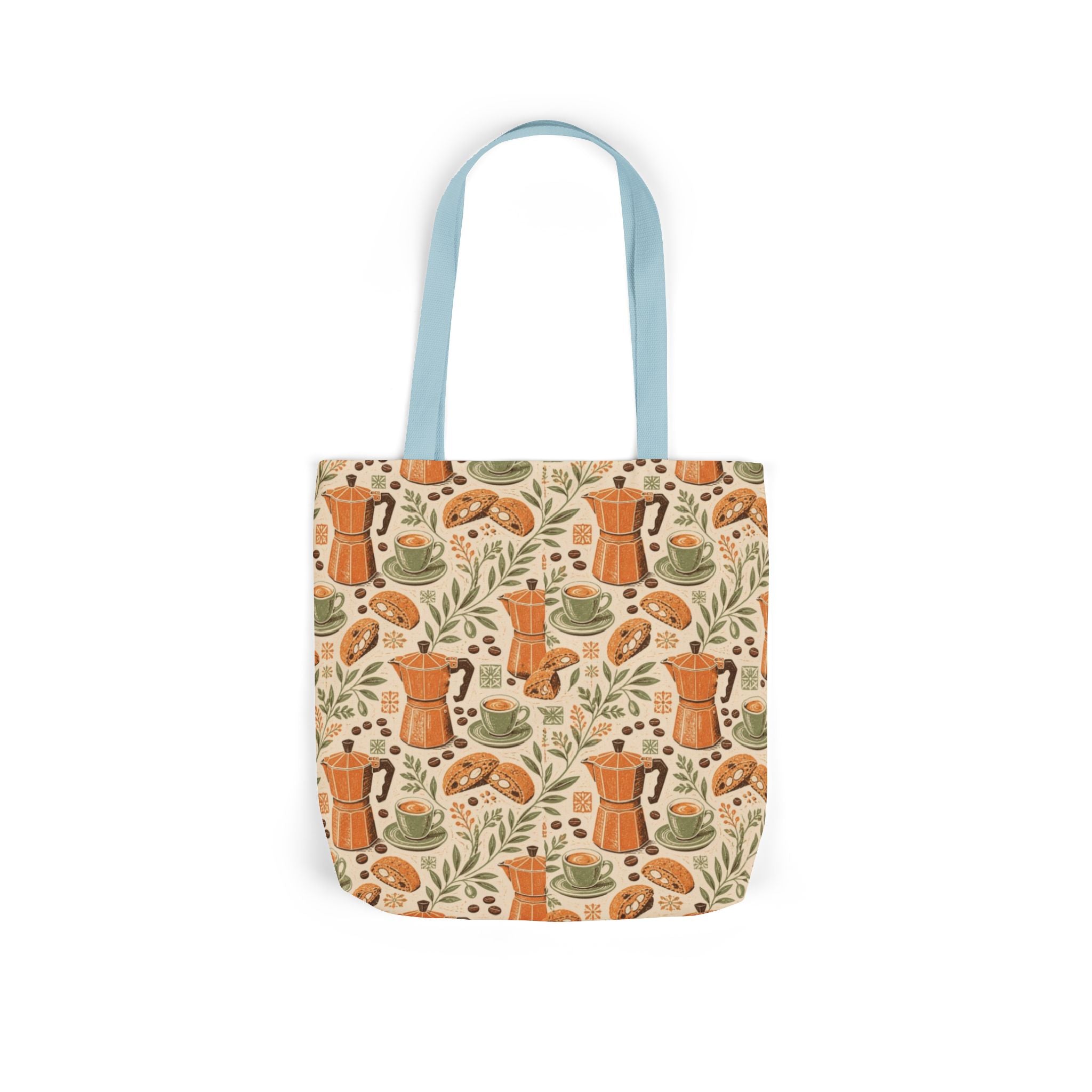 Espresso Moka Pot Canvas Tote Bag Mediterranean Kitchen Linocut Design Italian Cottagecore Gift