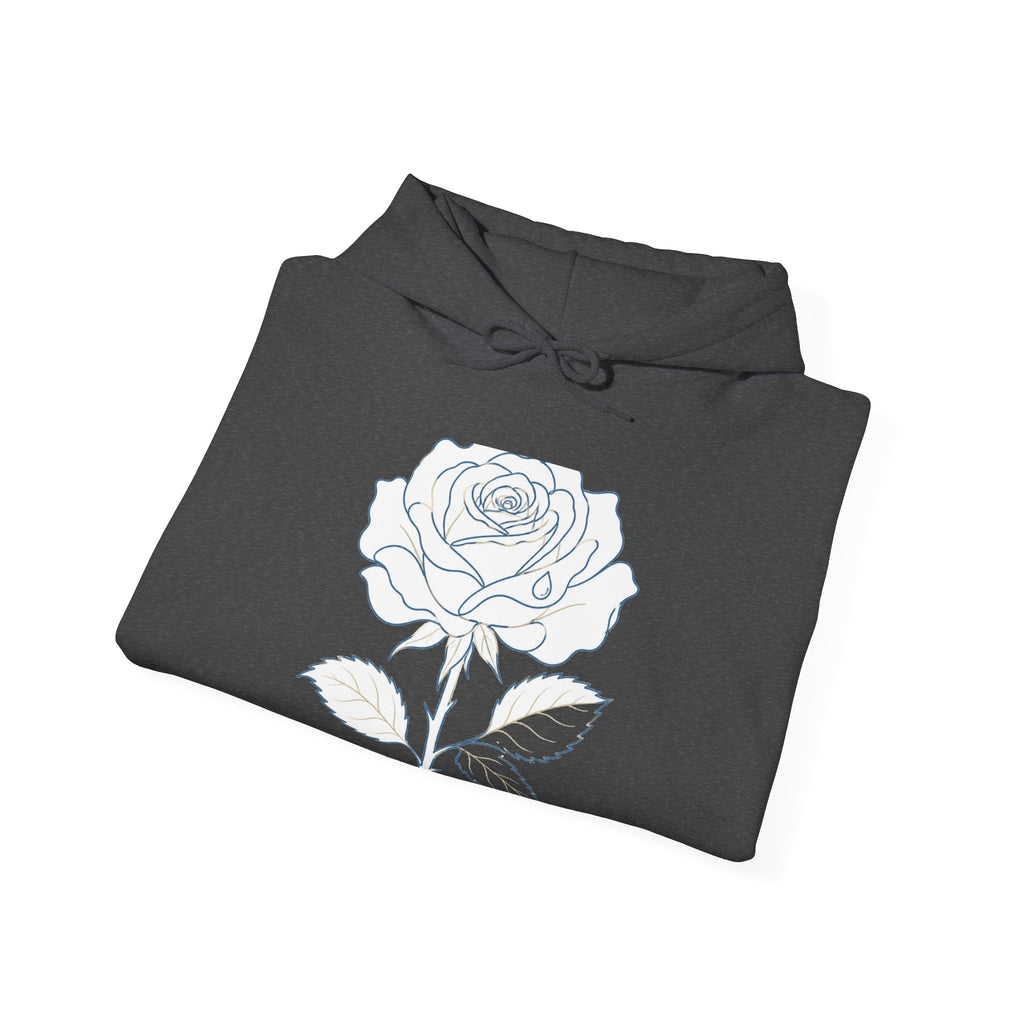 Matching Couple Sweatshirt - Rose & Thorn Matching Couple Hooded Sweatshirt Minimalist Art His Hers Valentine Gift - Design A
