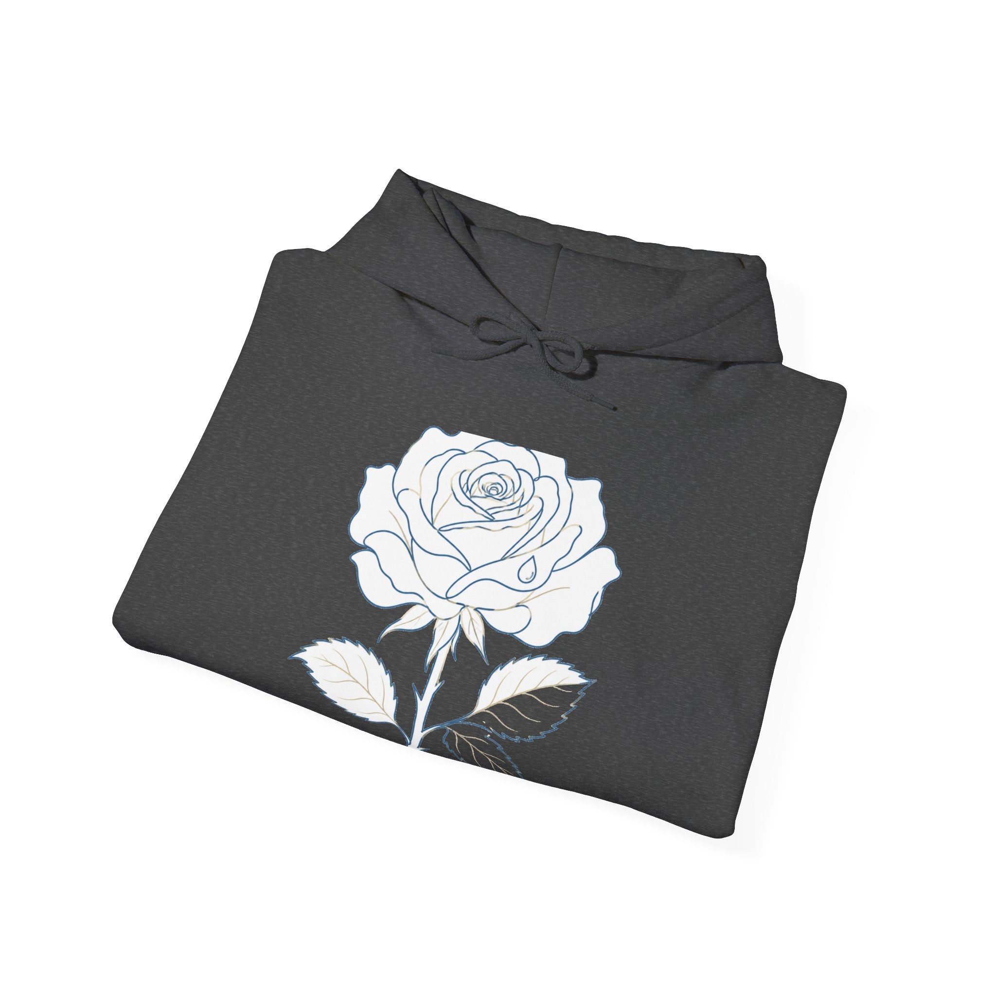 Matching Couple Sweatshirt - Rose & Thorn Matching Couple Hooded Sweatshirt Minimalist Art His Hers Valentine Gift - Design A