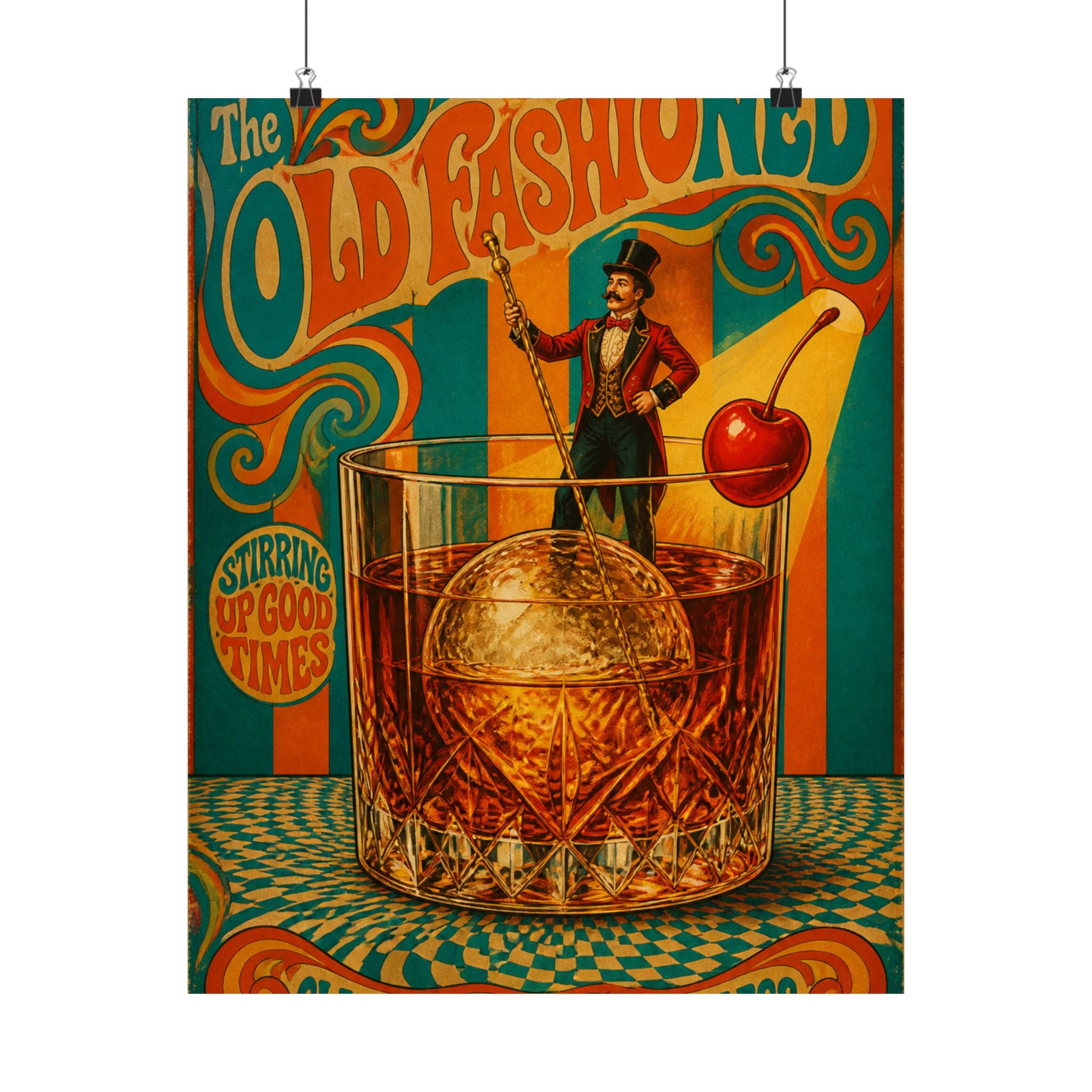 Old Fashioned Ringmaster Wall Art Poster 24×36 Psychedelic Dining Room Decor Maximalist Print