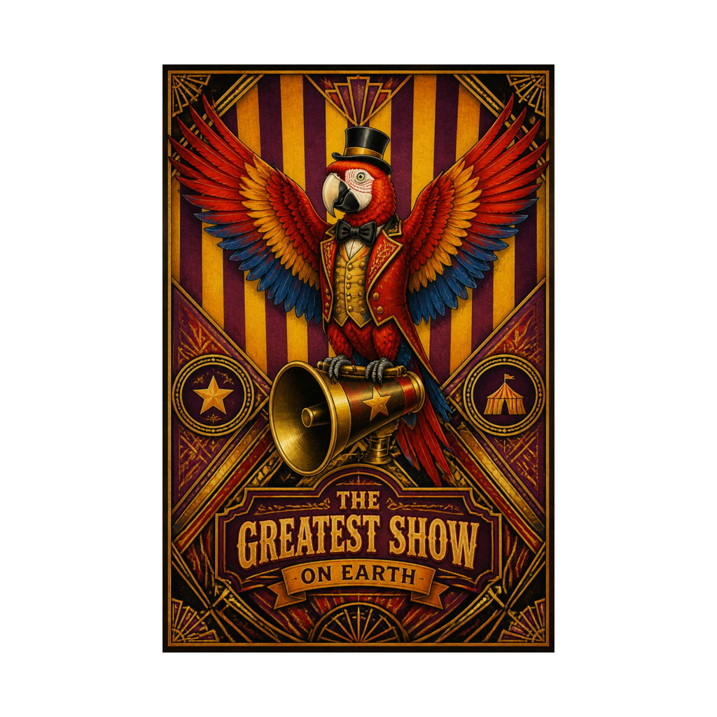 Parrot Ringmaster Wall Art Poster 24×36 Art Deco Bar Area Decor Maximalist Print