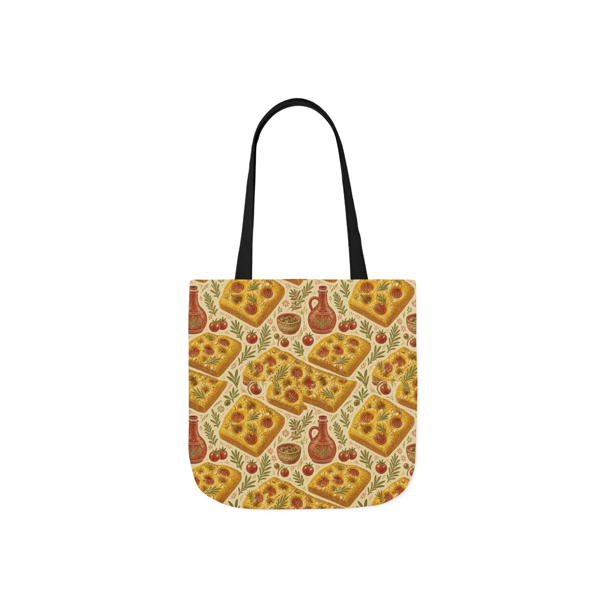 Focaccia Bread Canvas Tote Bag Mediterranean Kitchen Linocut Design Italian Cottagecore Gift