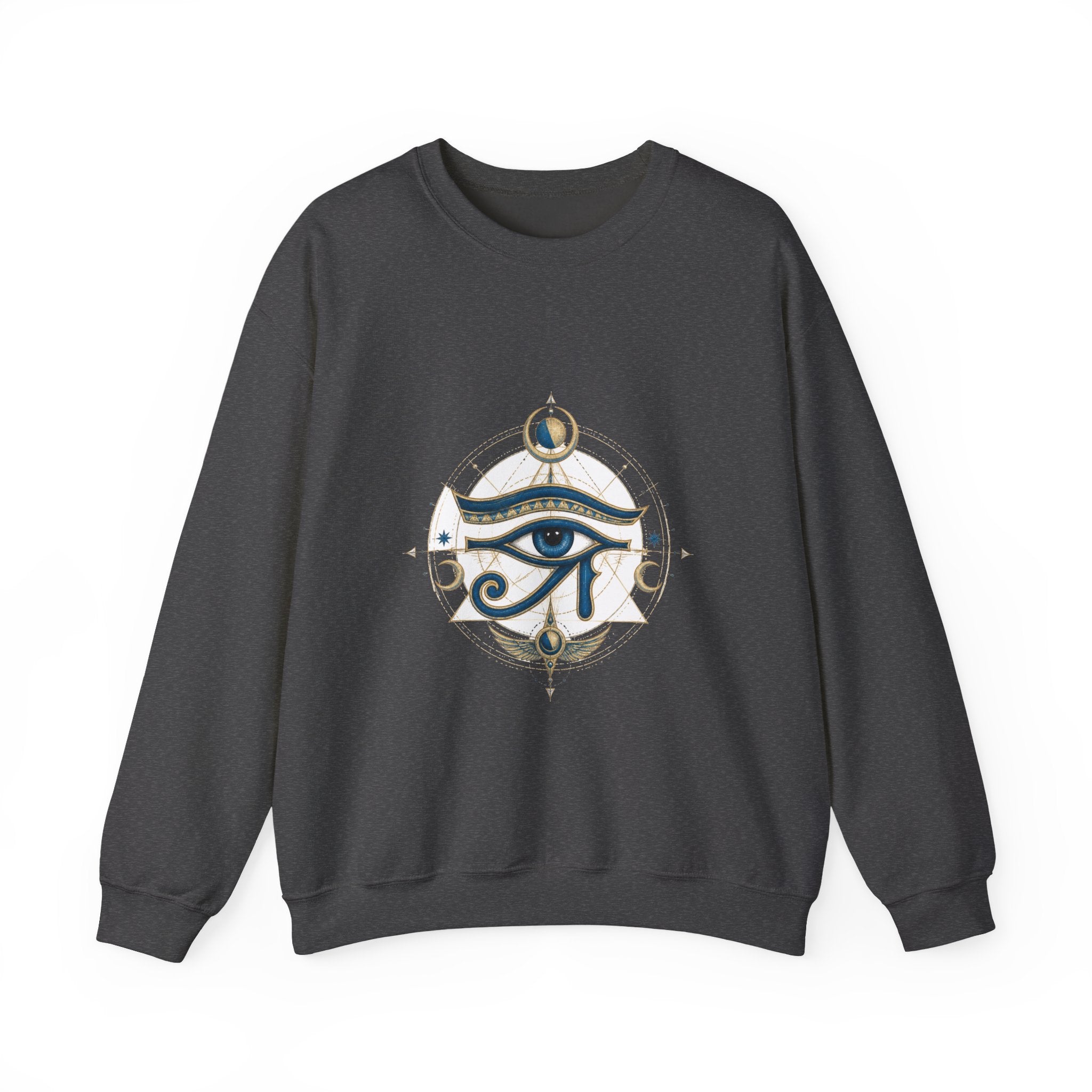 Matching Couple Sweatshirt - Eye of Ra & Horus Matching Couple Comfort Colors Crew Hand-Drawn Art His Hers Anniversary Gift - Design B