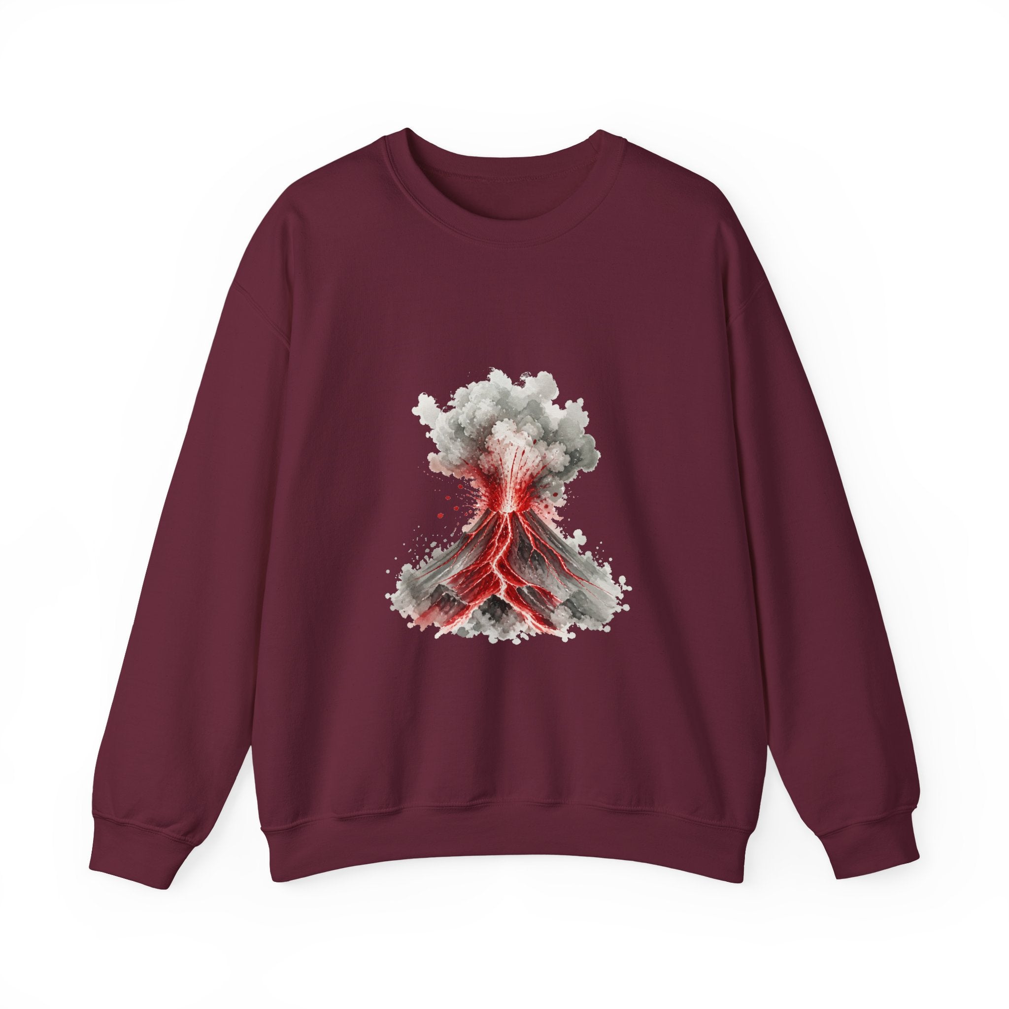 Matching Couple Sweatshirt - Volcano & Glacier Matching Couple Premium Fleece Sweatshirt Watercolor Art His Hers Birthday Gift - Design A