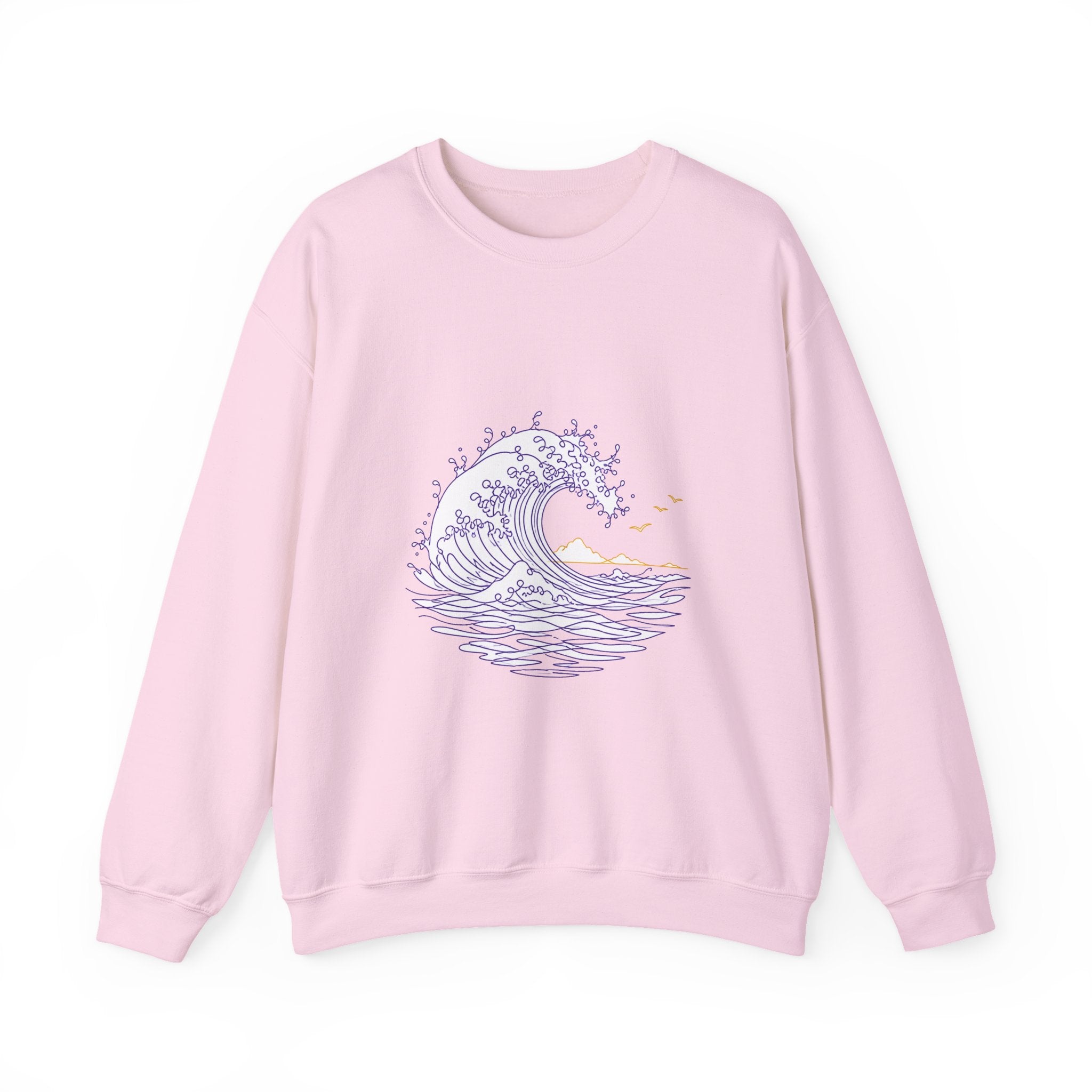 Matching Couple Sweatshirt - Mountain & Ocean Matching Couple Premium Fleece Sweatshirt Minimalist Art His Hers Christmas Gift - Design B