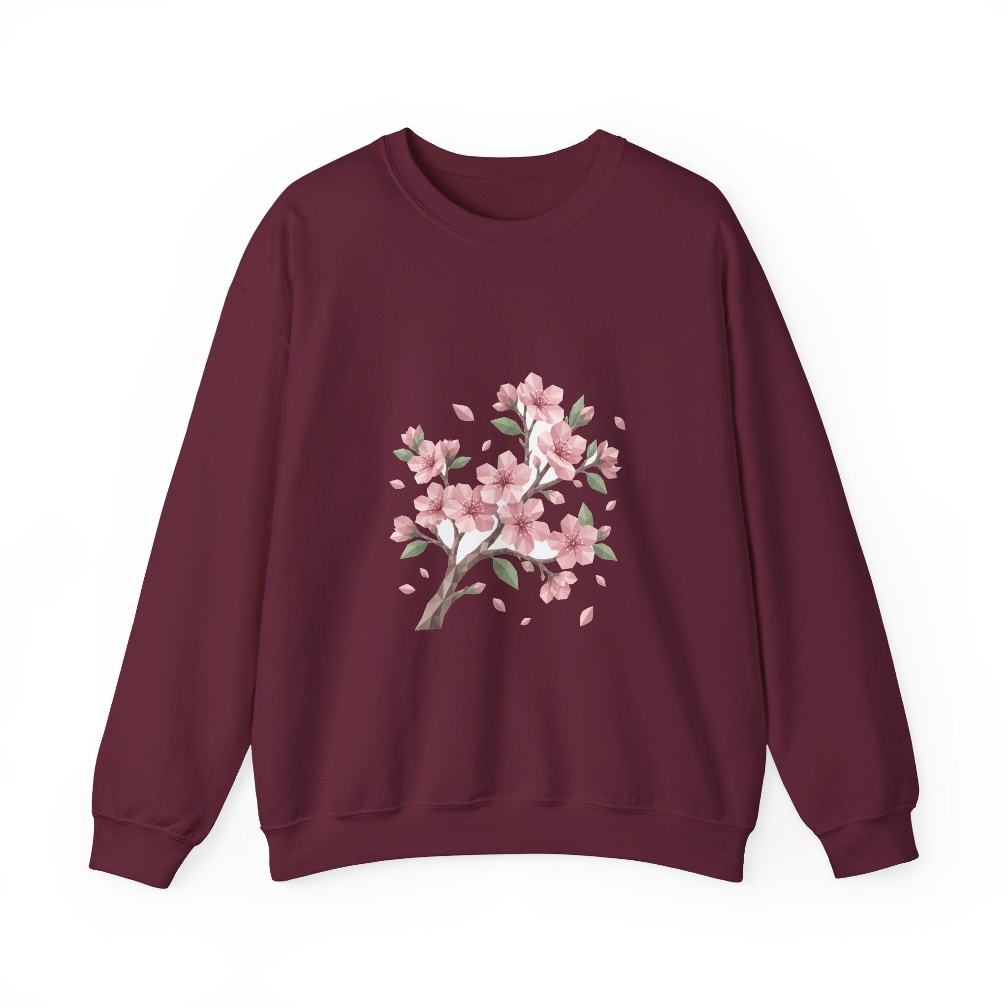 Matching Couple Sweatshirt - Cherry Blossom & Maple Leaf Matching Couple Premium Fleece Sweatshirt Geometric Art His Hers Love Gift - Design A