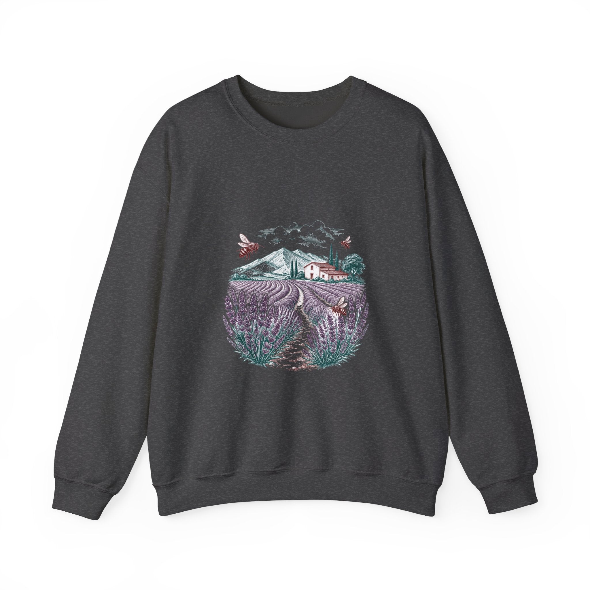 Matching Couple Sweatshirt - Lavender Fields & Canyon Matching Couple Crewneck Sweatshirt Hand-Drawn Art His Hers Best Friend Gift - Design A