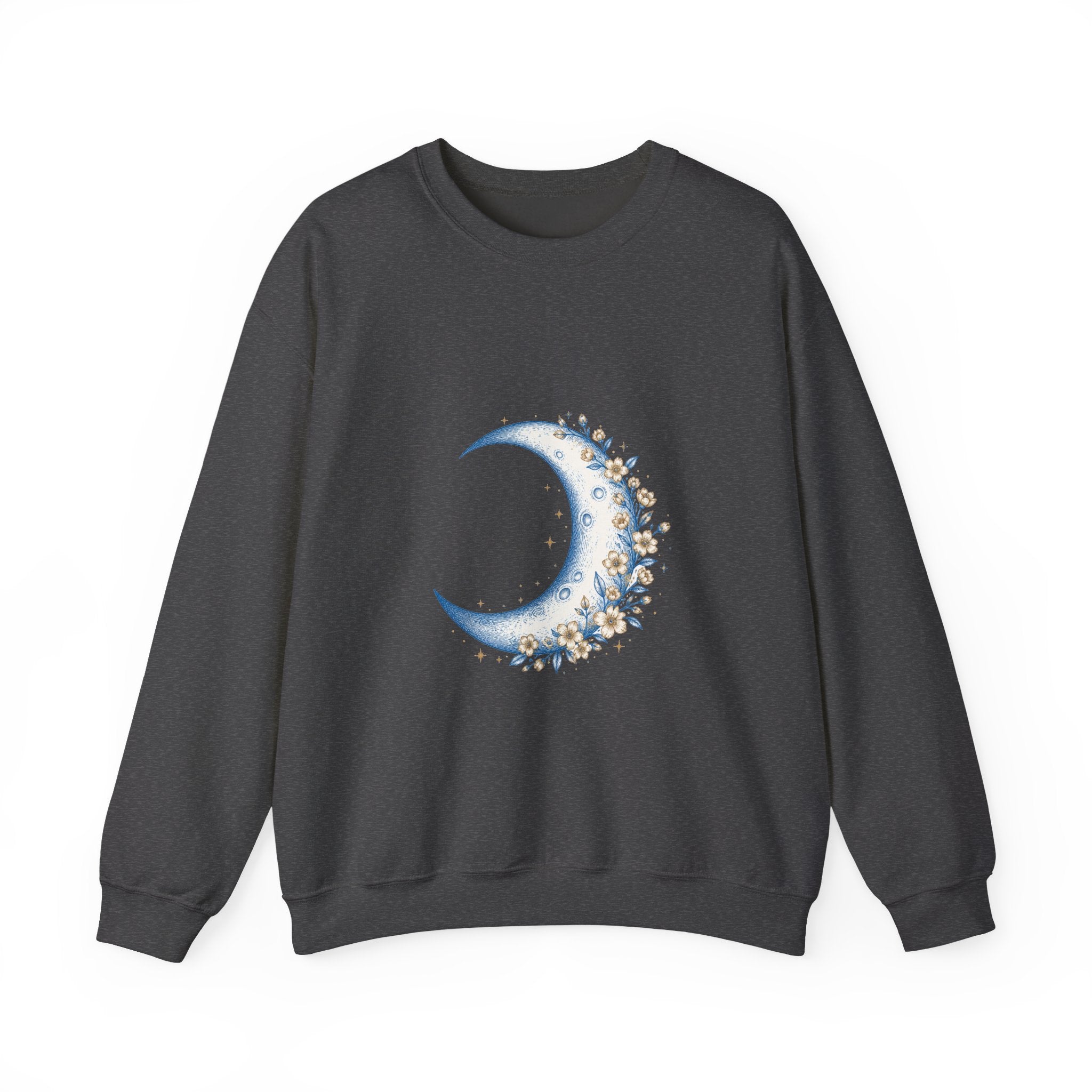 Matching Couple Sweatshirt - Waxing & Waning Moon Matching Couple Crewneck Sweatshirt Hand-Drawn Art His Hers Best Friend Gift - Design A
