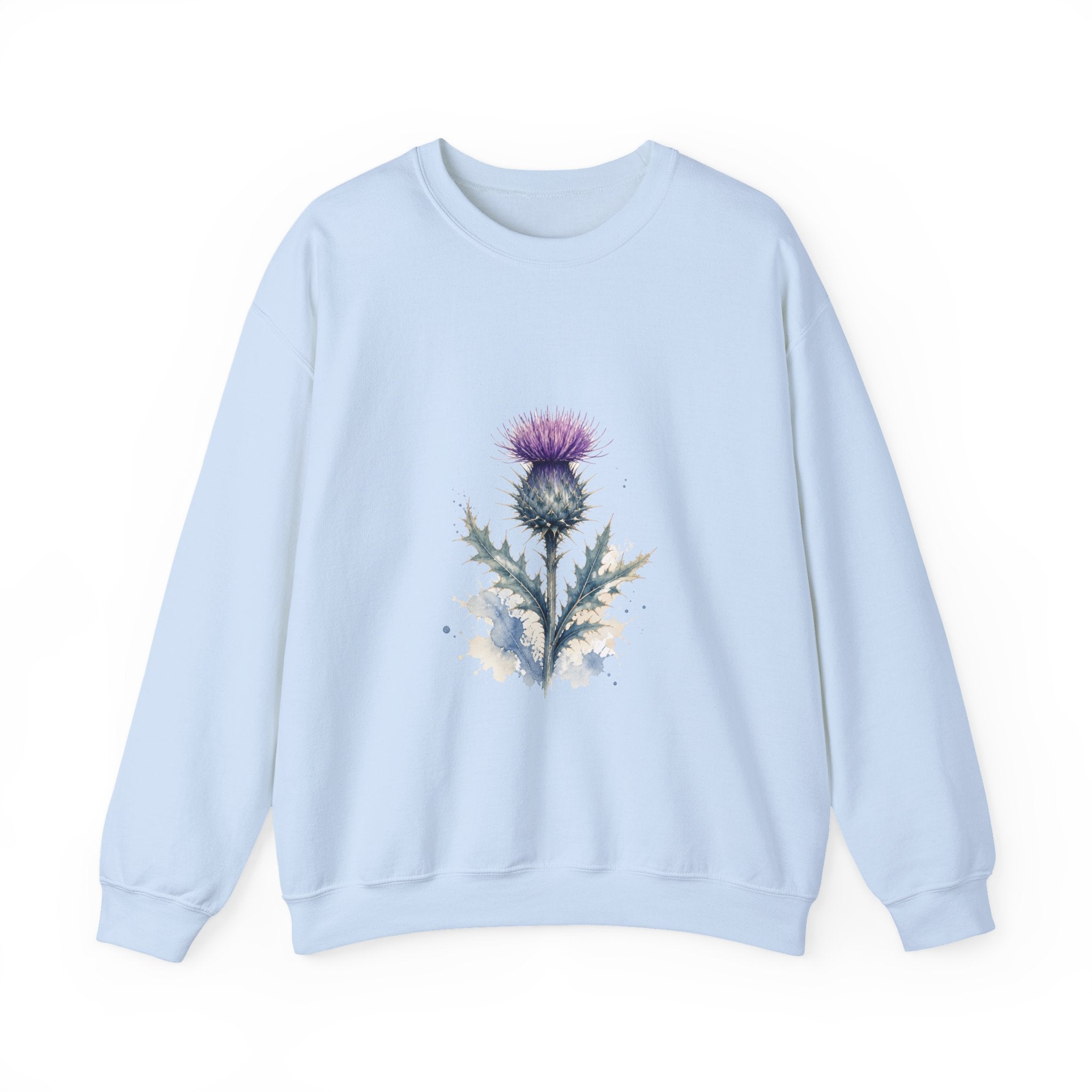 Matching Couple Sweatshirt - Lavender & Thistle Matching Couple Premium Fleece Sweatshirt Watercolor Art His Hers Birthday Gift - Design B